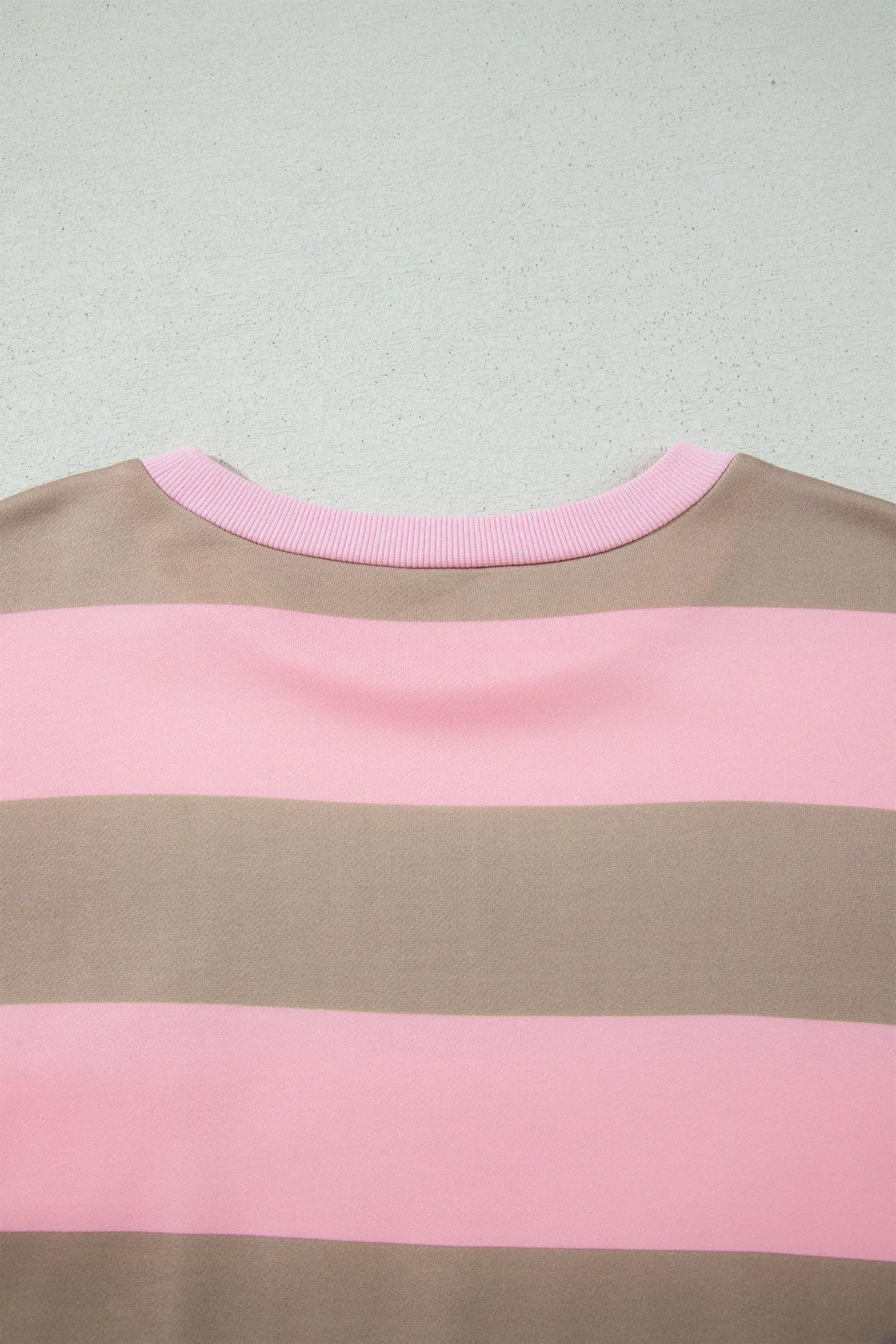 Striped Colourblock Patch Pocket Split Hem Oversized Long Sleeve Sweatshirt – Pink Stripe