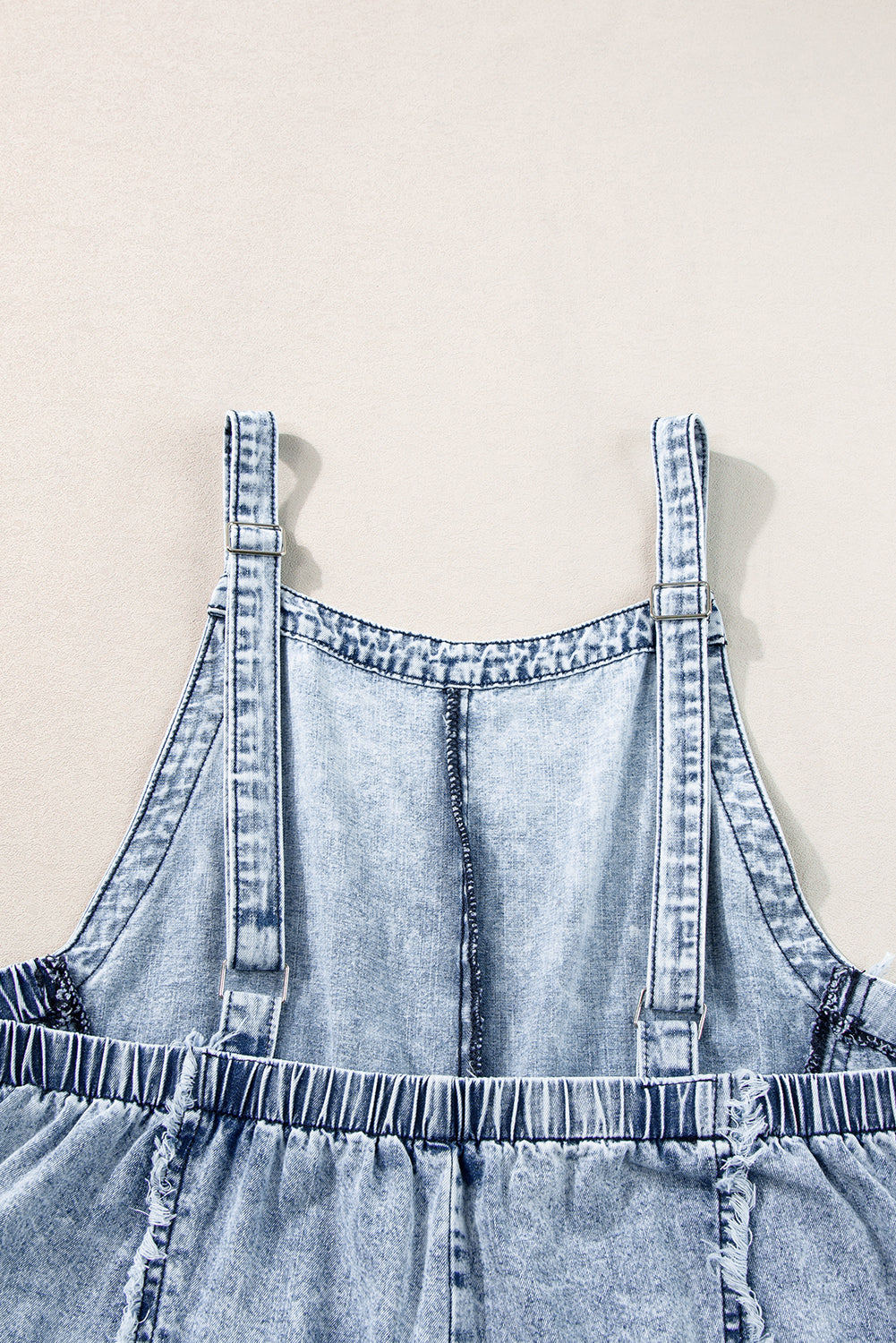 Dark Grey Light Wash Frayed Exposed Seam Wide Leg Denim Overall eAura