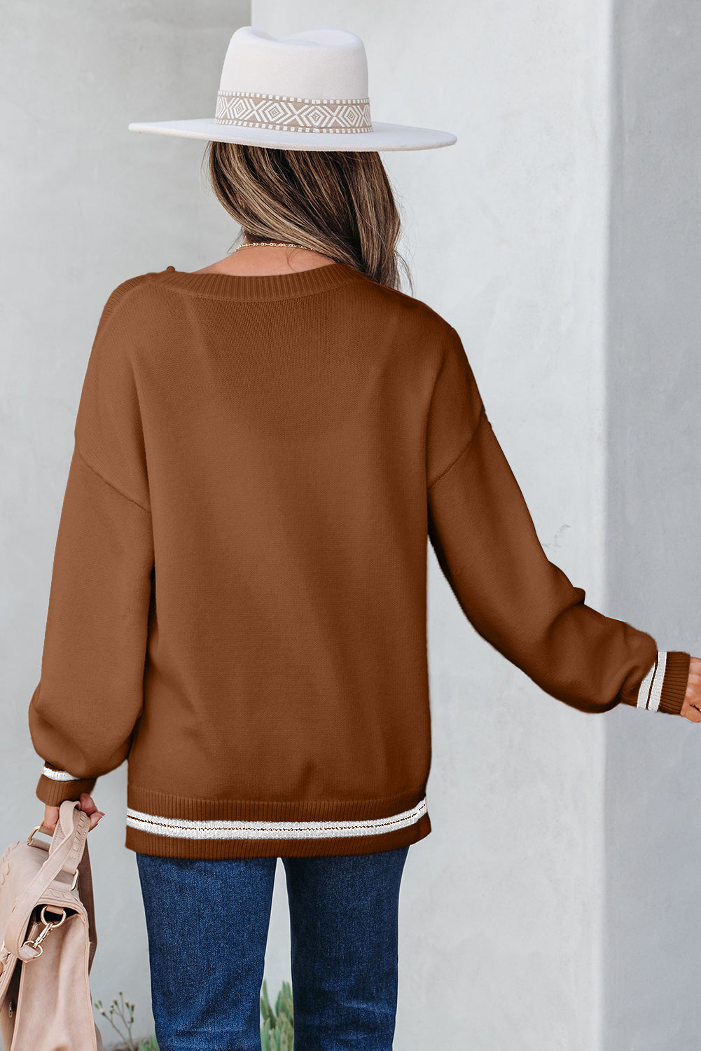White See You Cowboy Embroidered Western Graphic Sweater - eAura