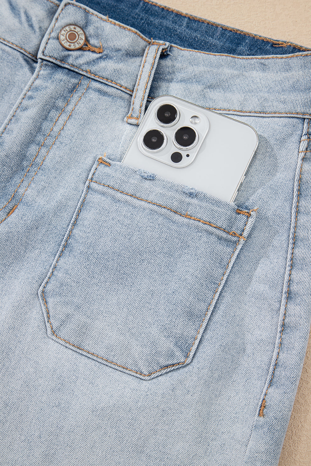 Beau Blue Light Wash High Rise Denim Shorts BB Fashion Outlet