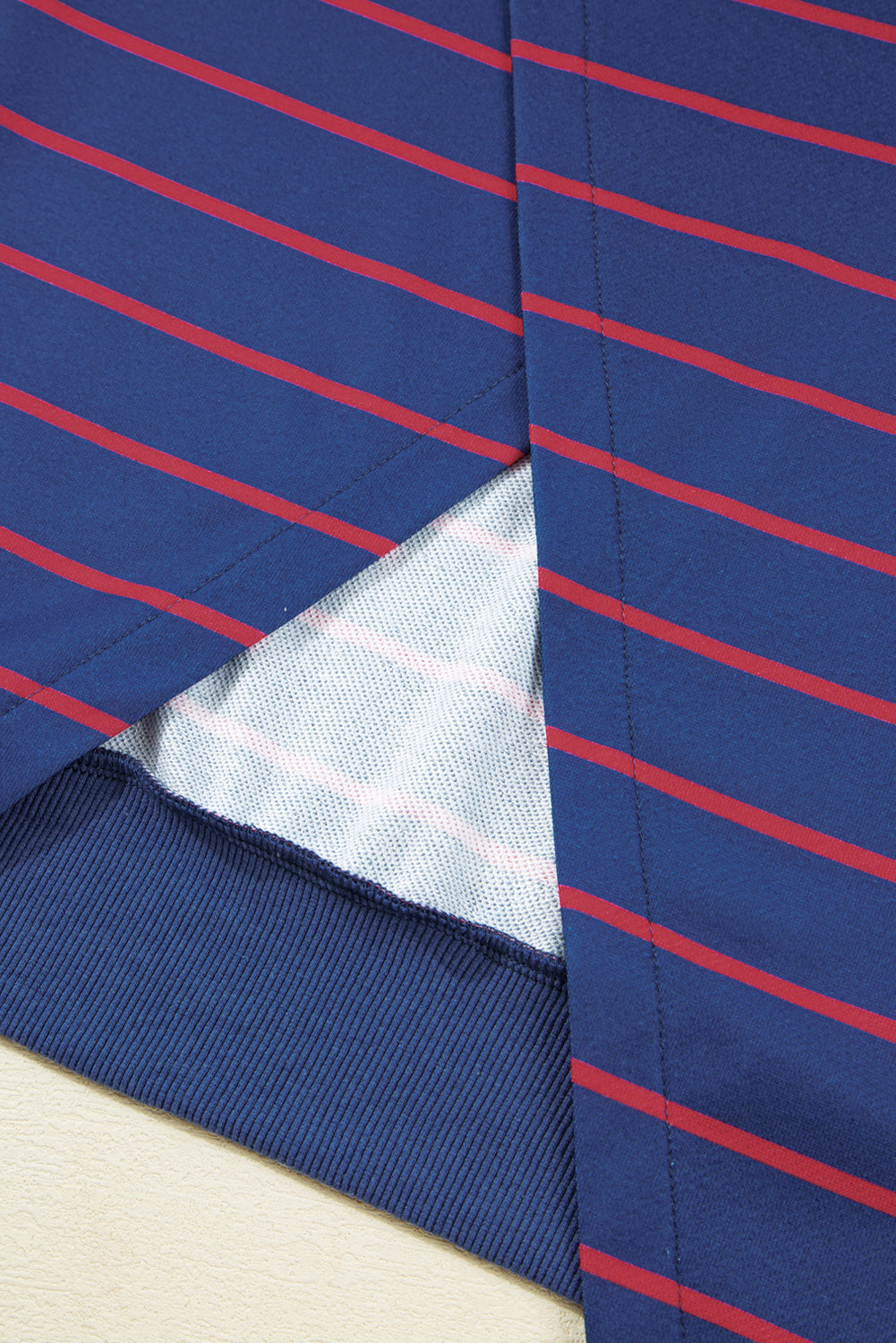 Striped Overlap Detail Drop Shoulder Pullover Sweatshirt eAura