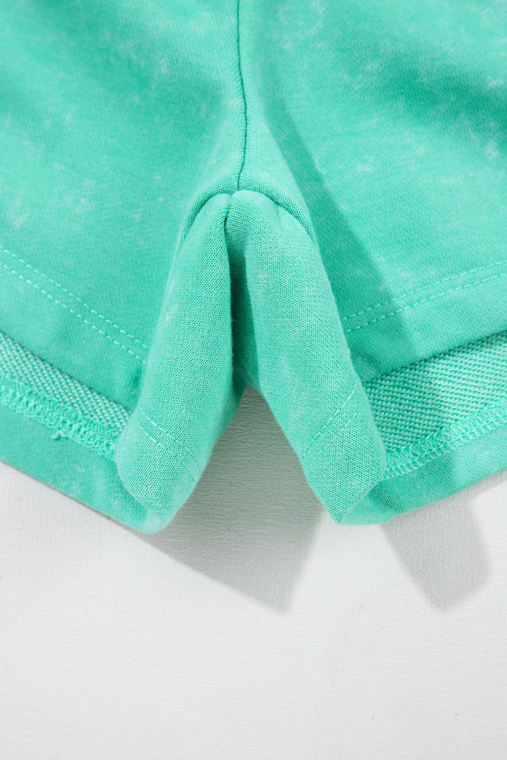 Sea Green Mineral Wash Drawstring Waist Hollow Out Back Short Sleeve Romper eAura