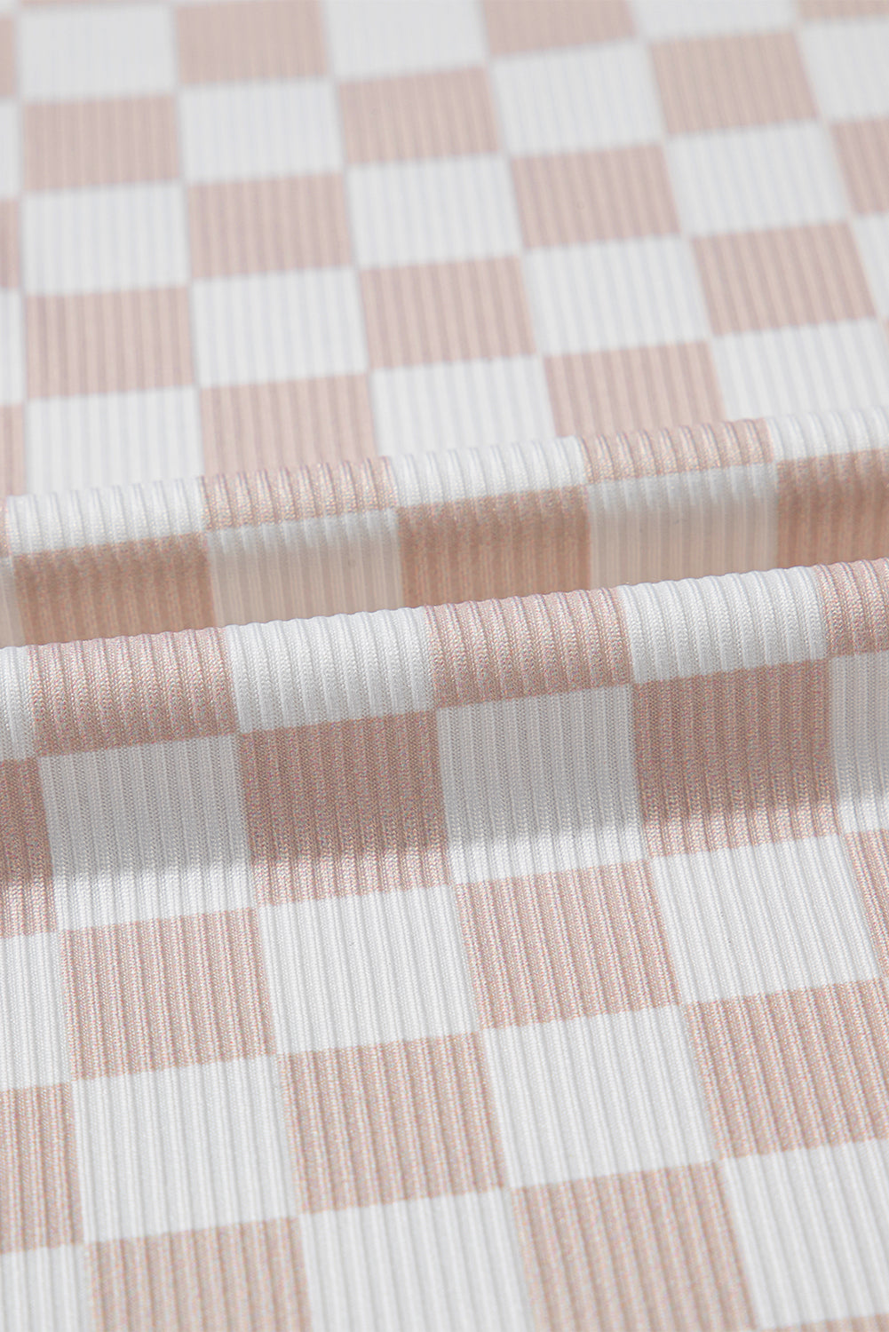 White Ribbed Texture Checkered Print 2pcs Tank and Trouser Co-ord Set eAura