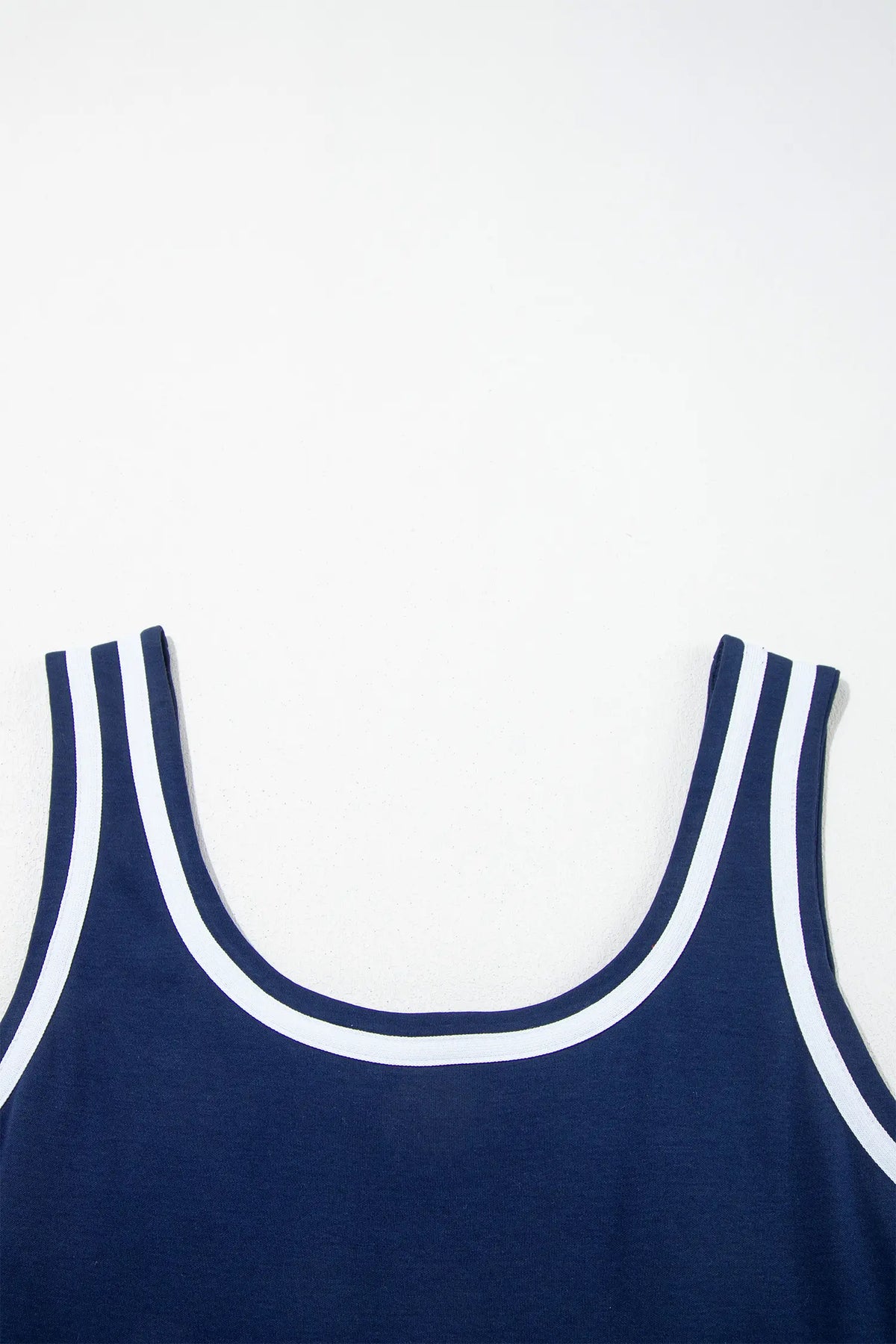 Contrast Trim U Neck Sleeveless Mini Dress – Dirty Blue