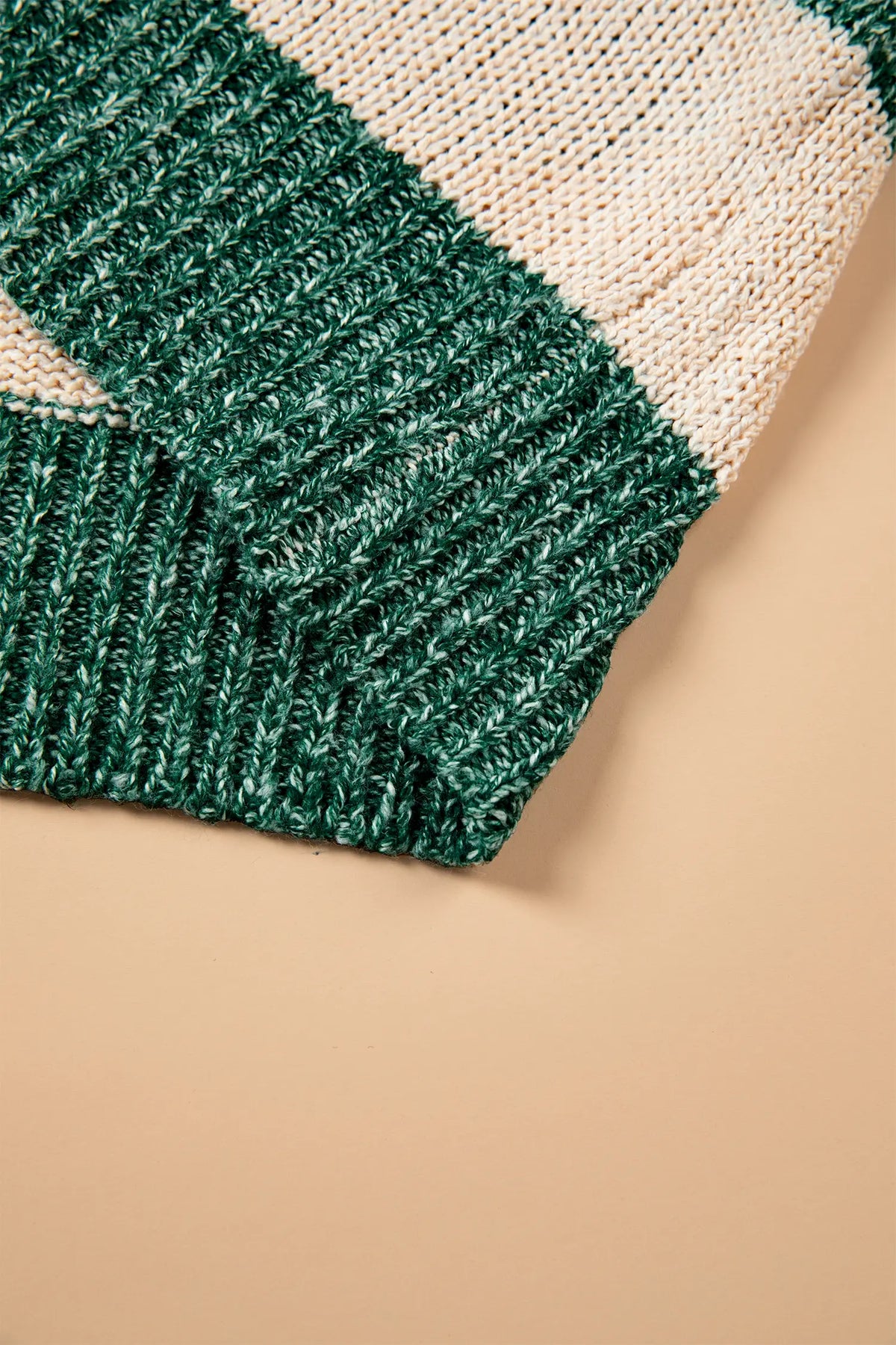 Striped Colourblock Drop Shoulder Pullover Sweater – Green Stripe