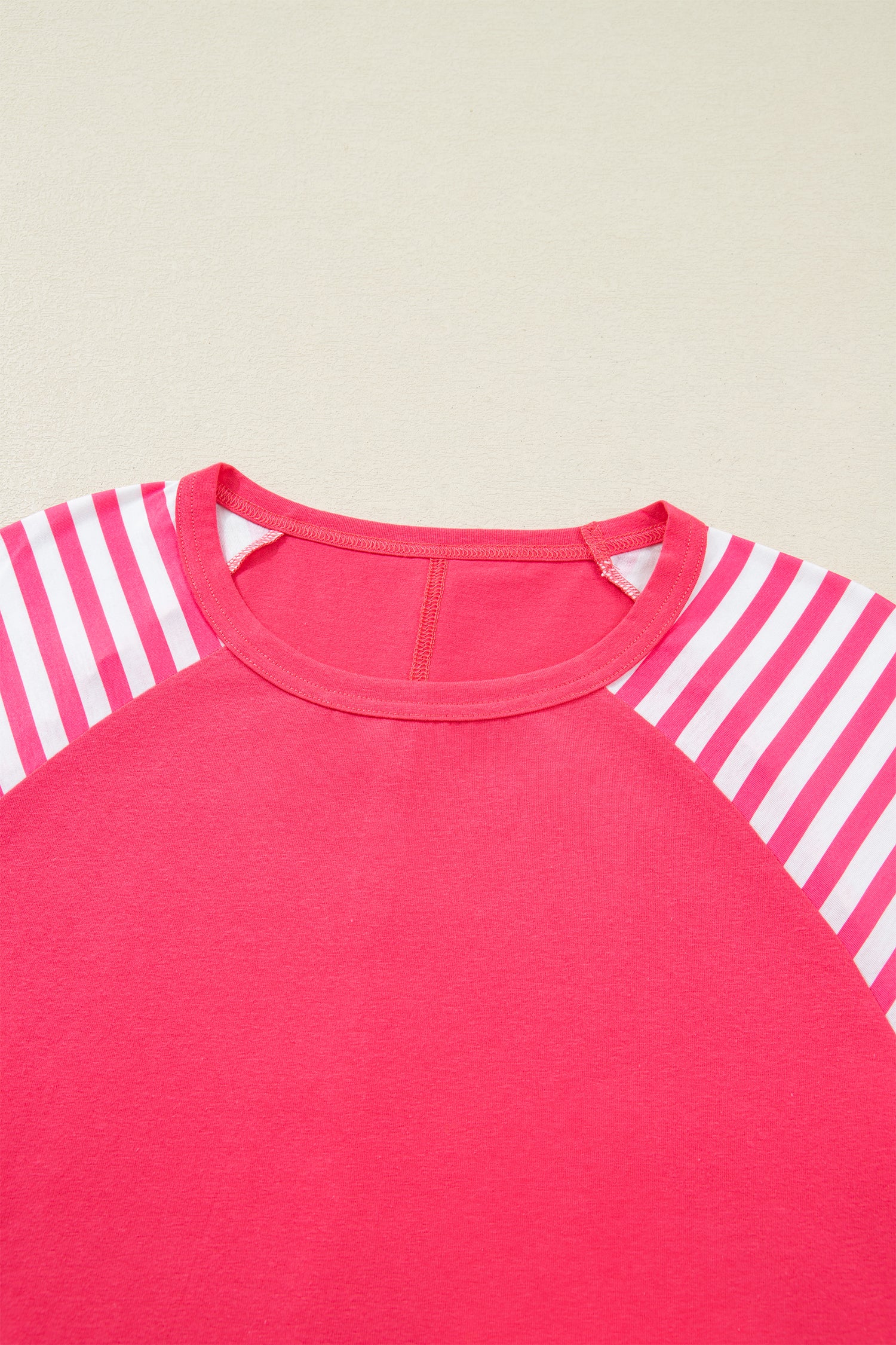 Pink Heart Shape Striped Patchwork Long Sleeve Loose Top - Tops/Long Tops