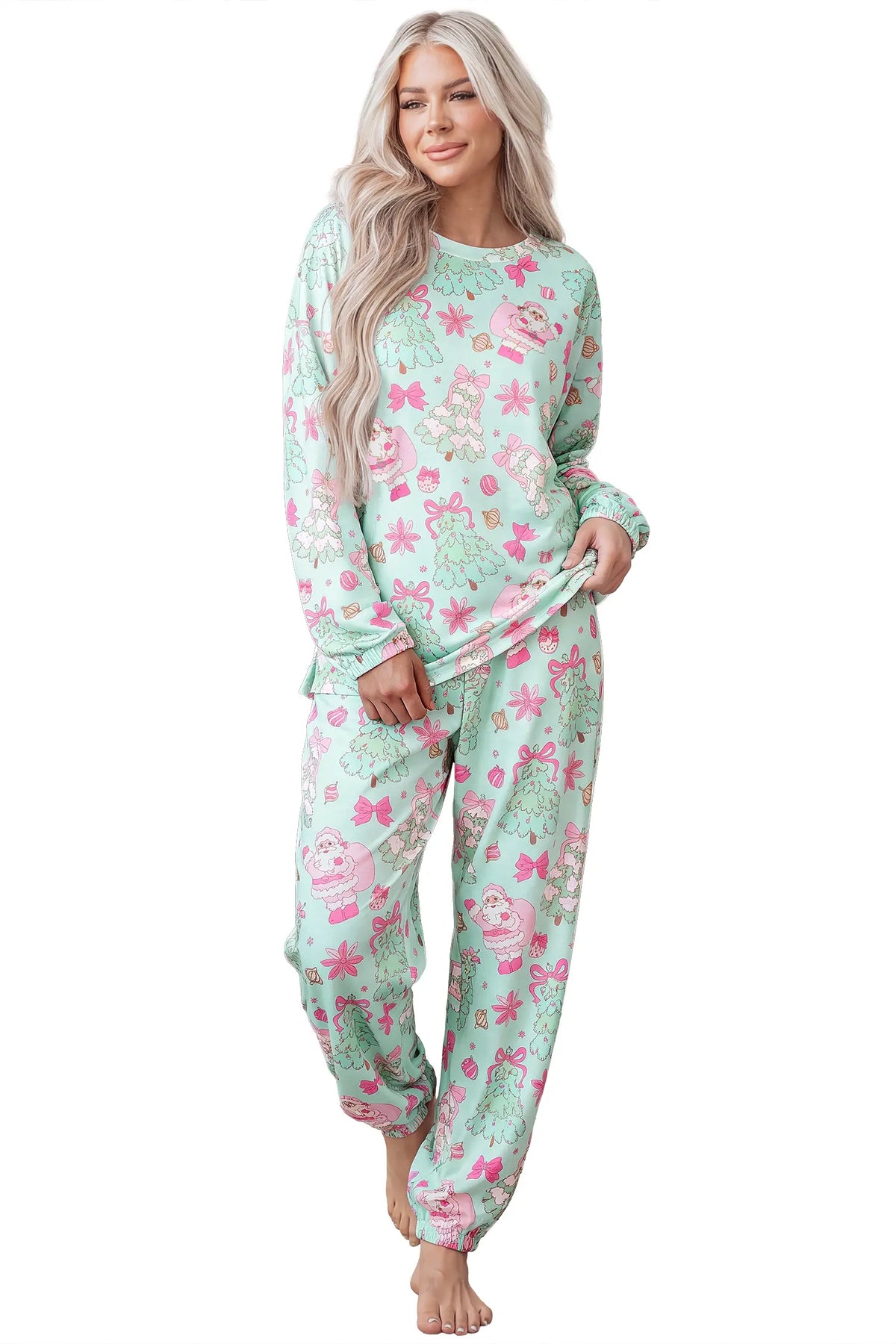 Two-Piece Lounge Set Long Sleeve Abstract Print
