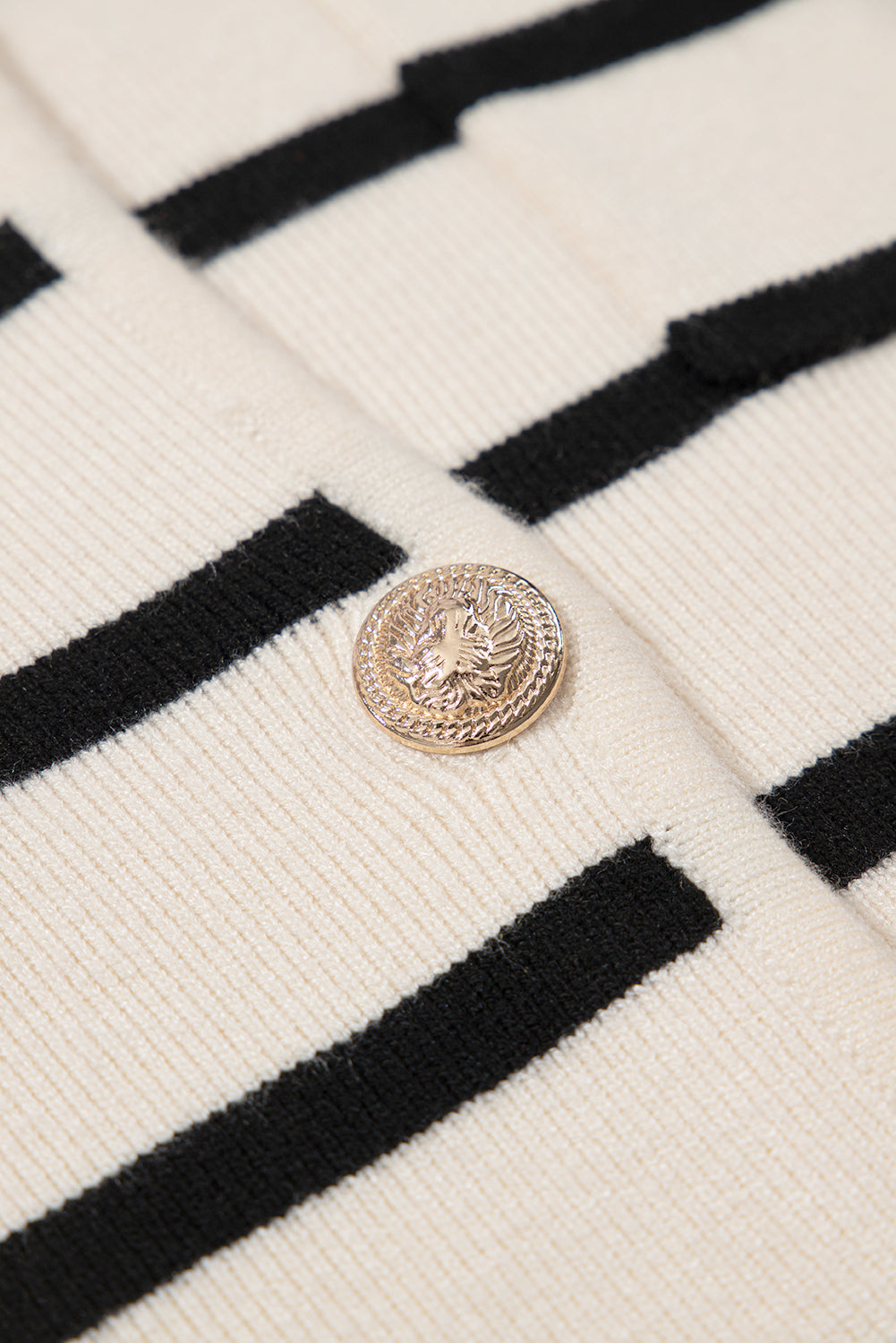 Black Stripe Flap Pocket Buttoned Cardigan Sweater eAura