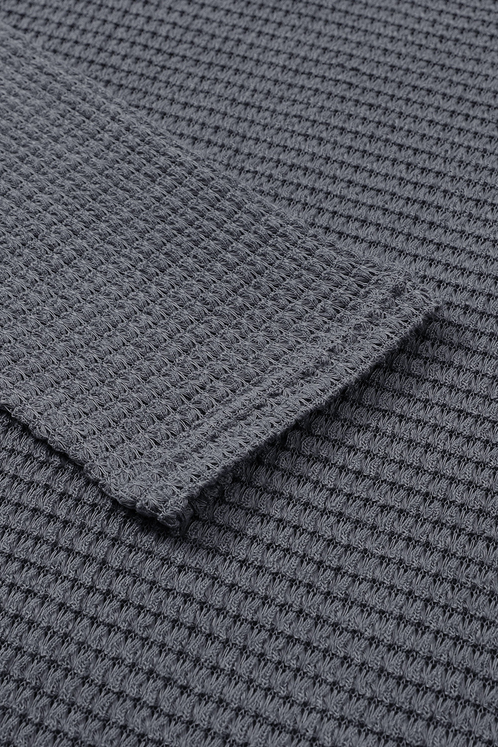 Khaki Waffle Knit High Slits Oversized Top - eAura