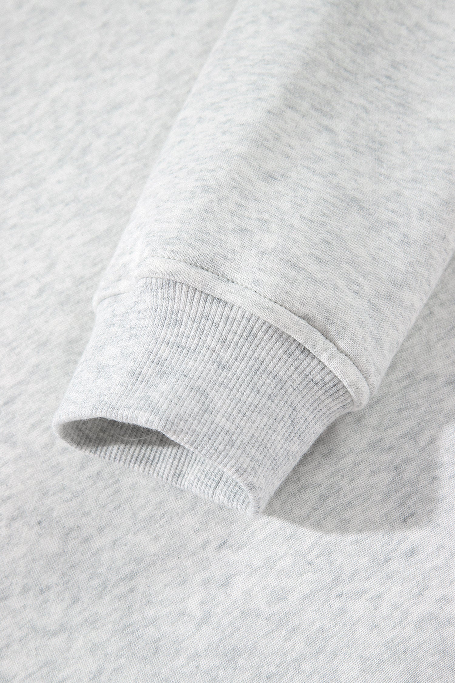 High Neck Ribbed Cuff Hem Sweatshirt – Light Grey