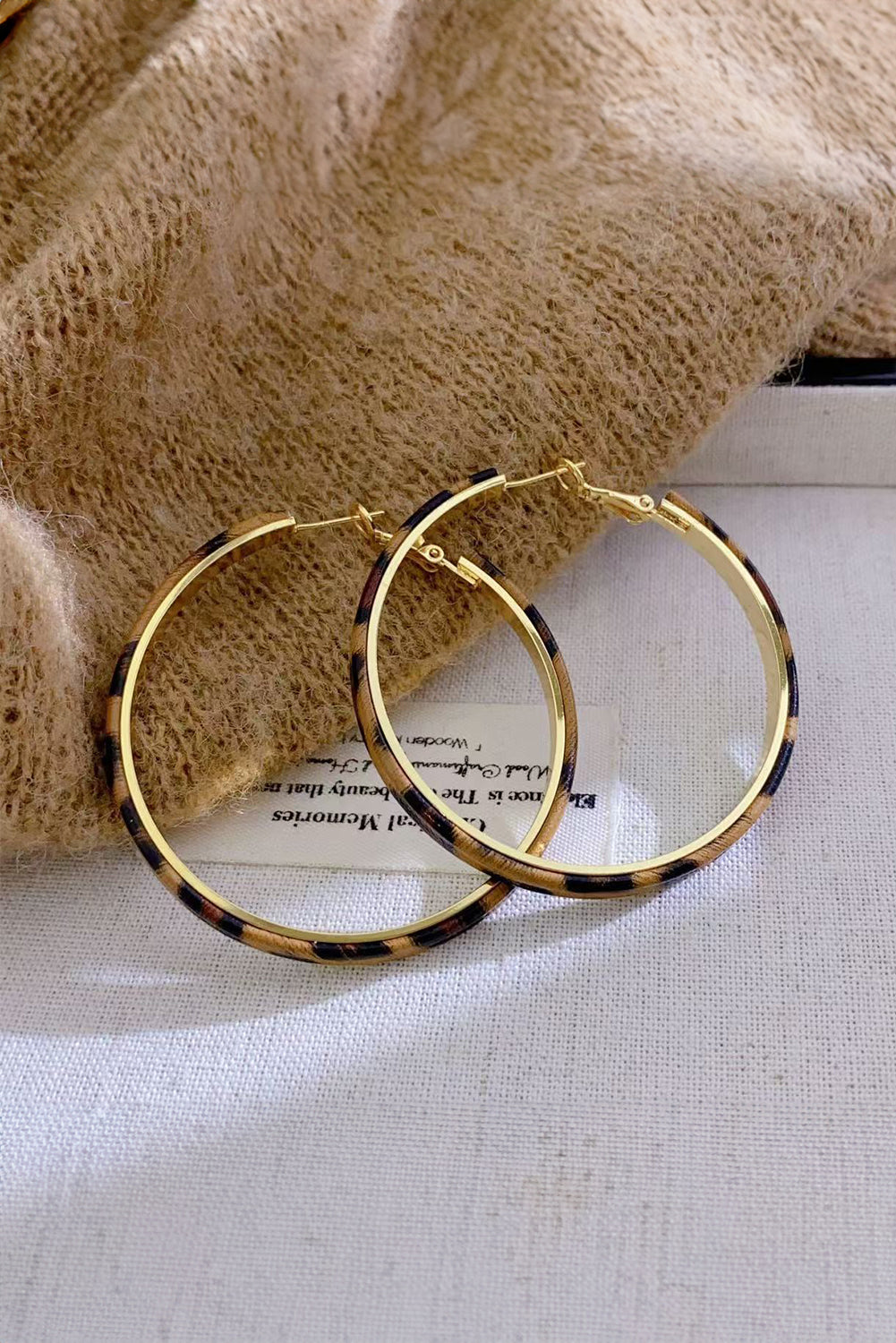 Brown Leopard Print Hoop Earrings