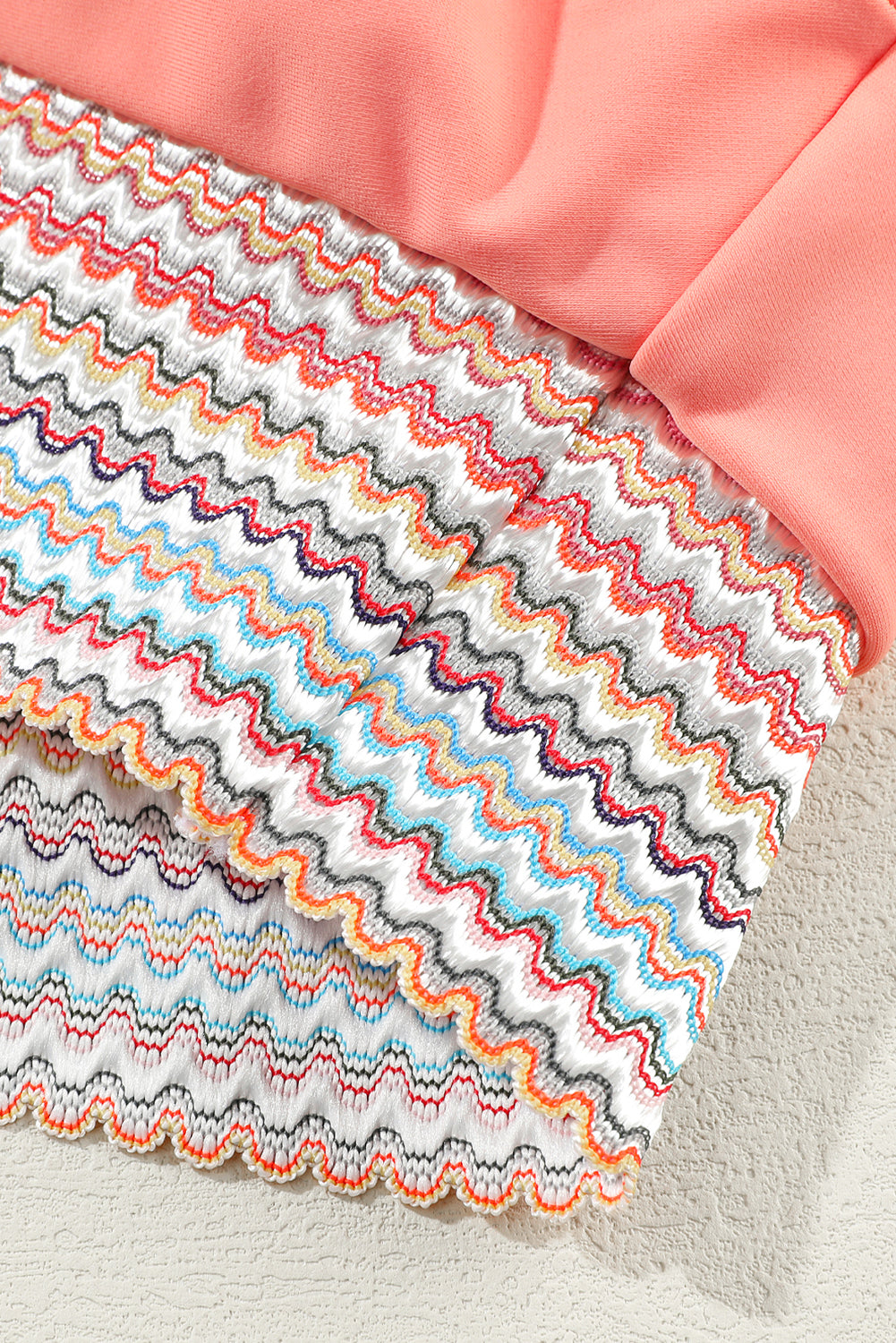 Peach Blossom Striped Patchwork Spaghetti Strap High Waist Bikini Swimsuit eAura