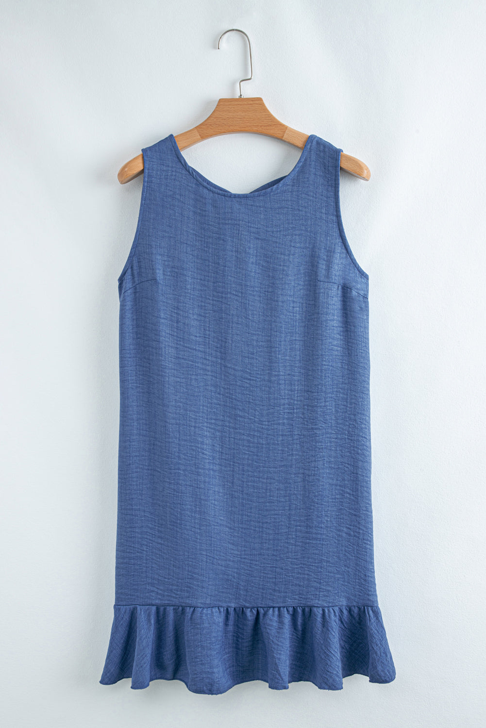 Knot Scoop Back Ruffle Hem Sleeveless Mini Dress eAura