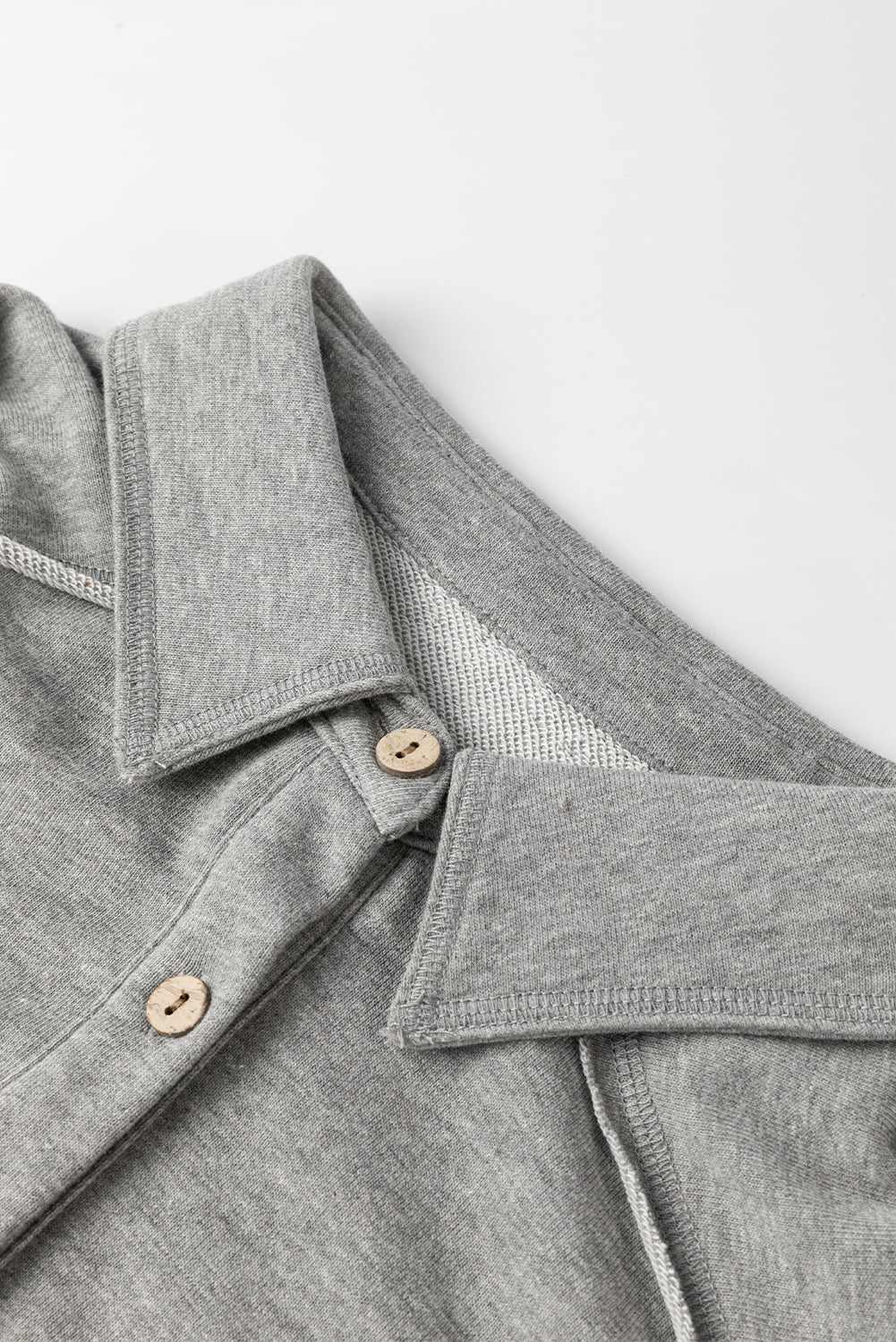 Medium Grey Waffle Textured Exposed Seam Oversized Shacket - eAura