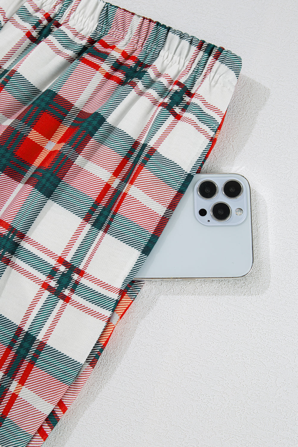 Red Christmas Plaid Print Two Piece Long-Sleeve Pyjama Set eAura
