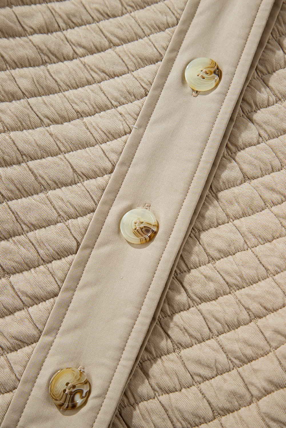 Jet Stream Solid Colour Quilted Puffer Buttoned Shacket eAura