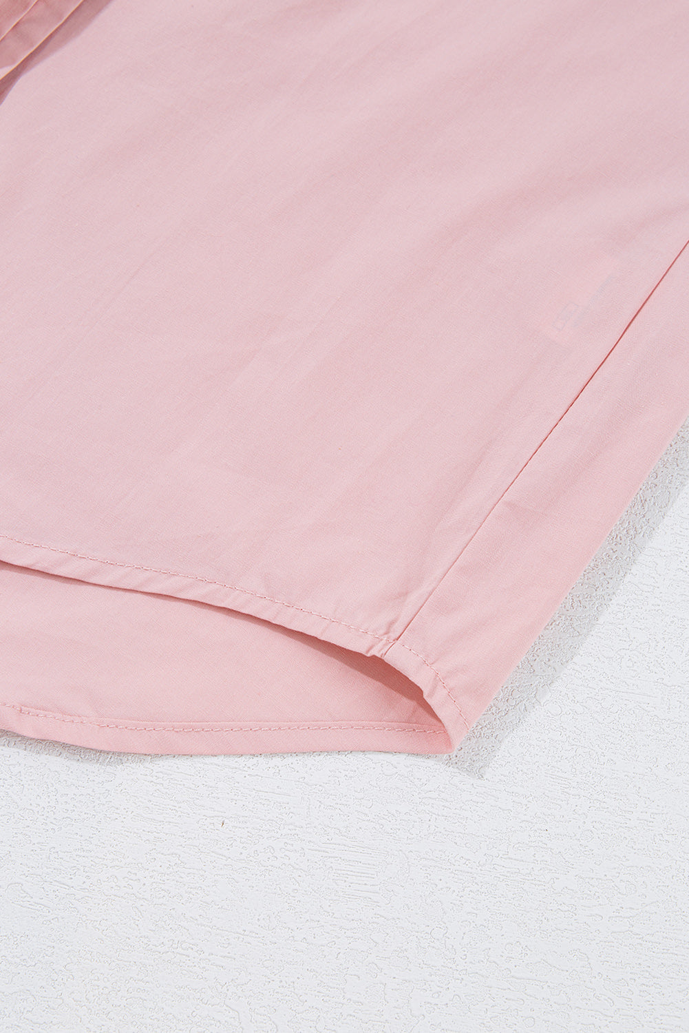 Light Pink Pleated Button-Up Loose Fit Casual Shirt Beagle Boutique Fashion Outlet