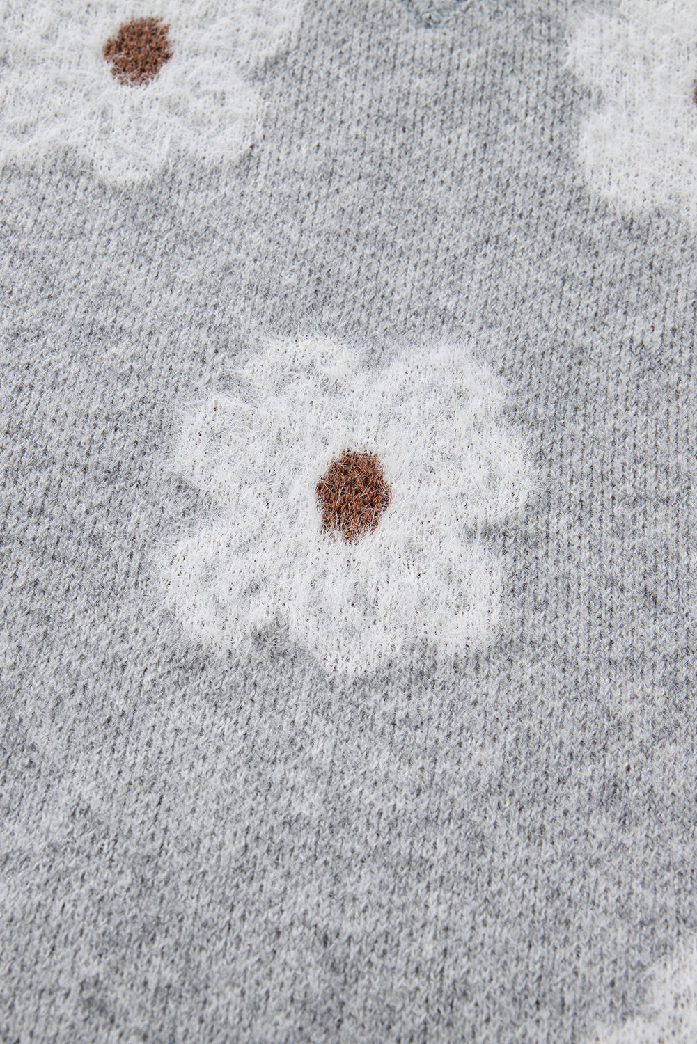 Flower Print V-Neck Drop Shoulder Oversized Sweater - eAura