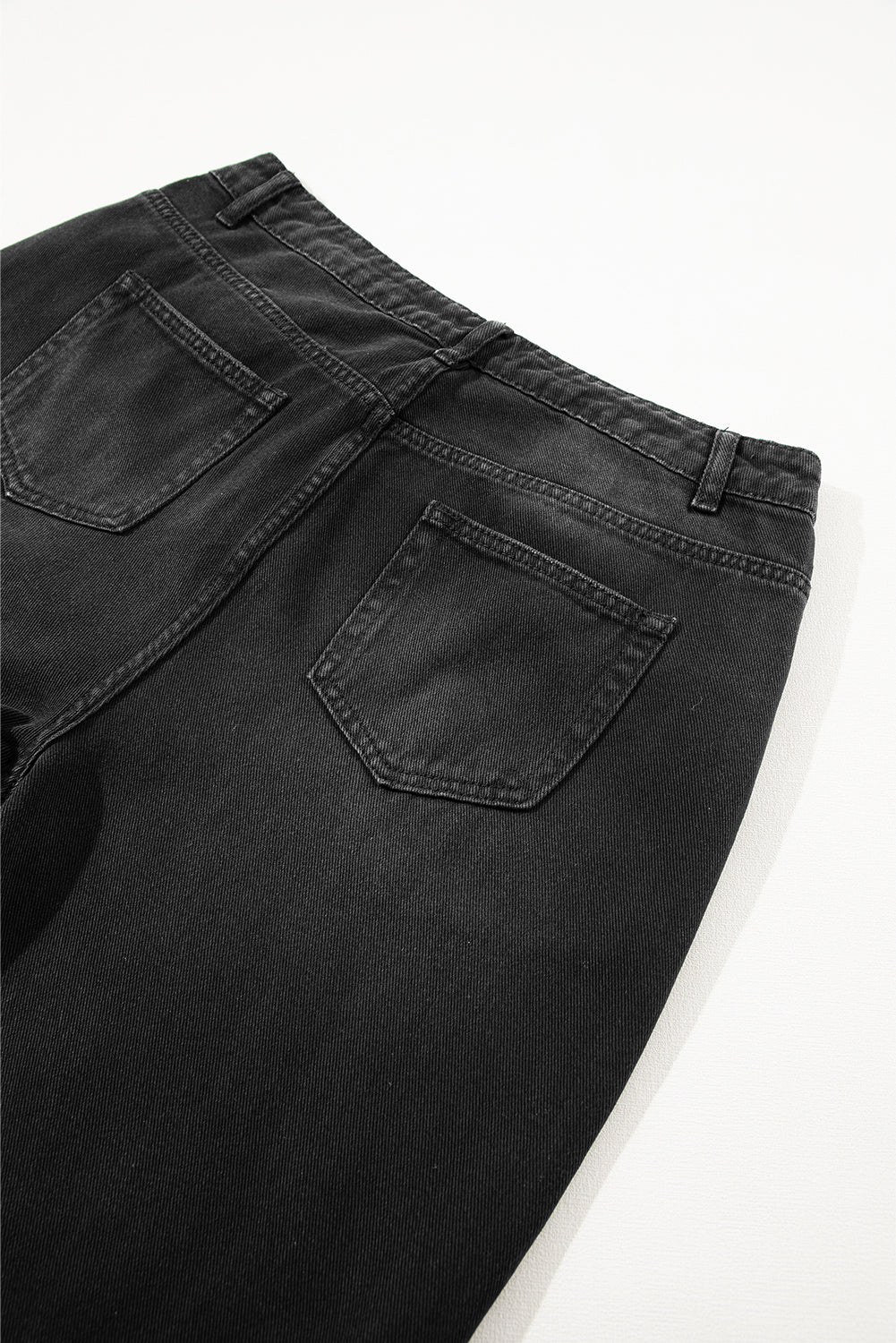 Black Distressed Hollow-out High Waist Cropped Flare Jeans Beagle Boutique Fashion Outlet