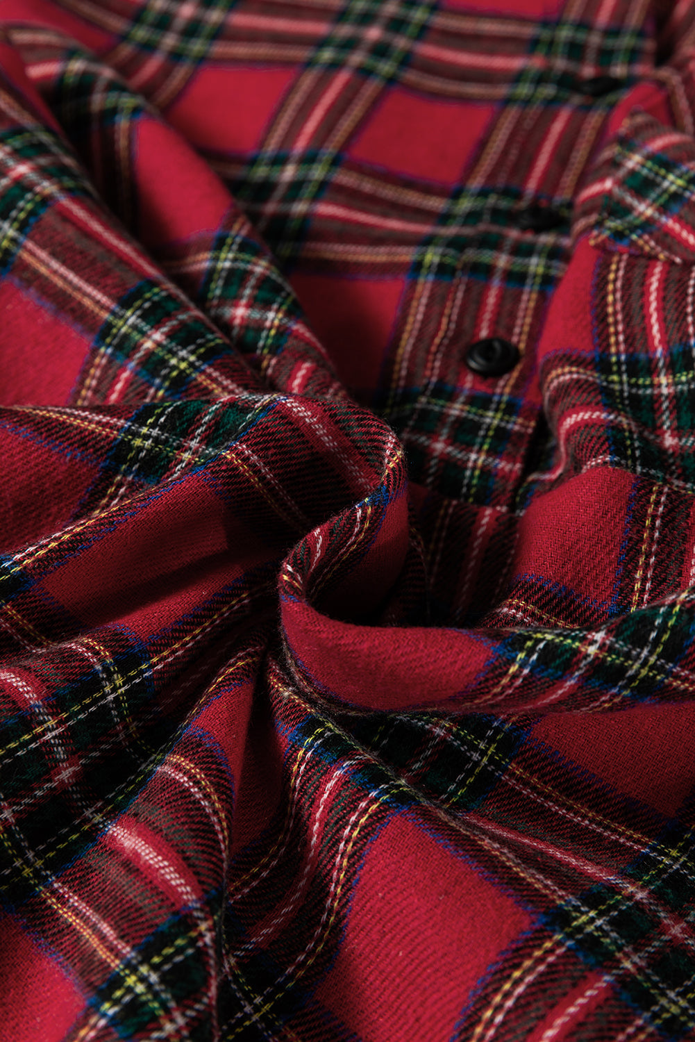 Plaid Shirt Collar Half Button Ruffle Hem Long Sleeve Mini Dress - eAura