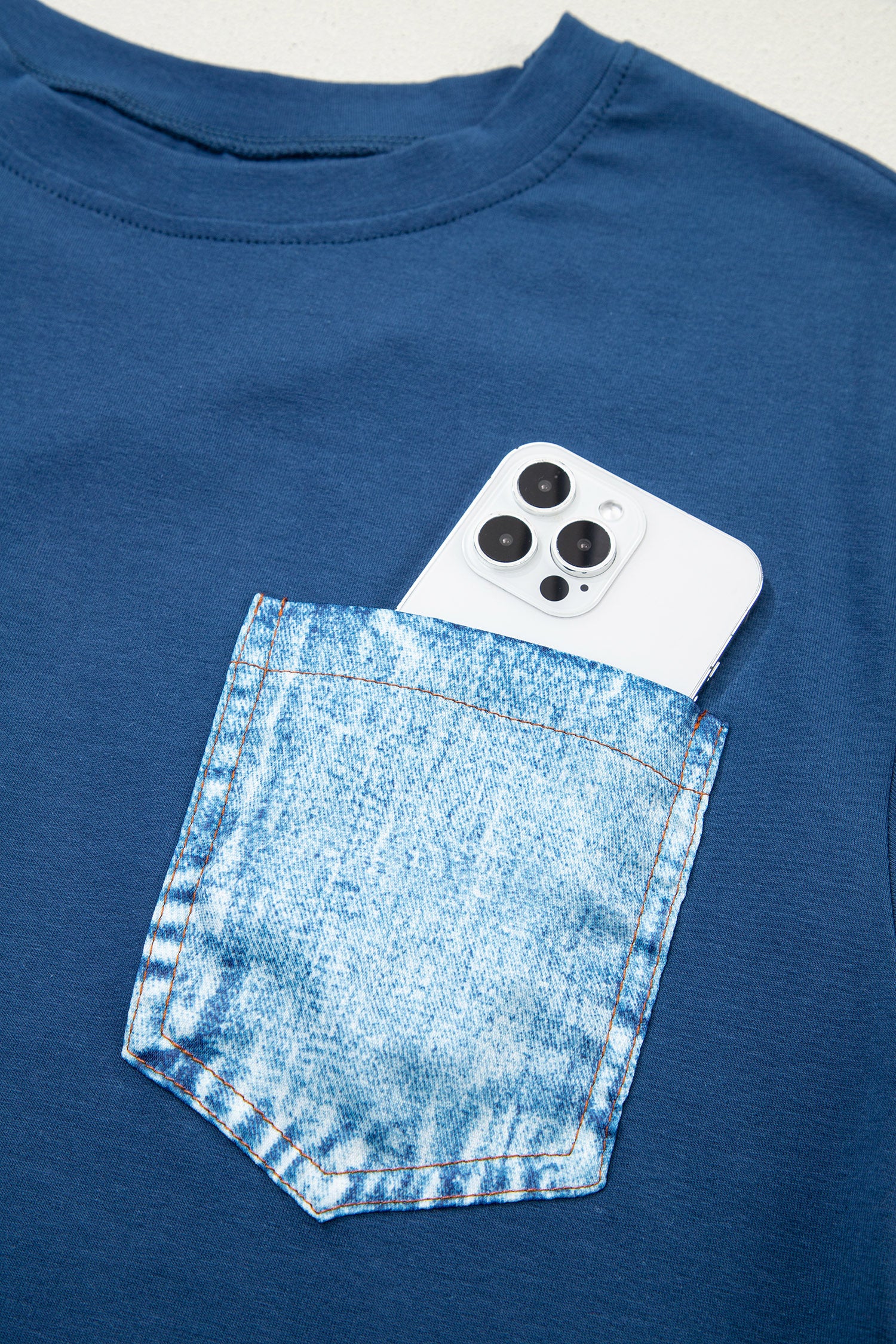 Colour Block Chest Pocket Patched Casual Short Sleeve Top