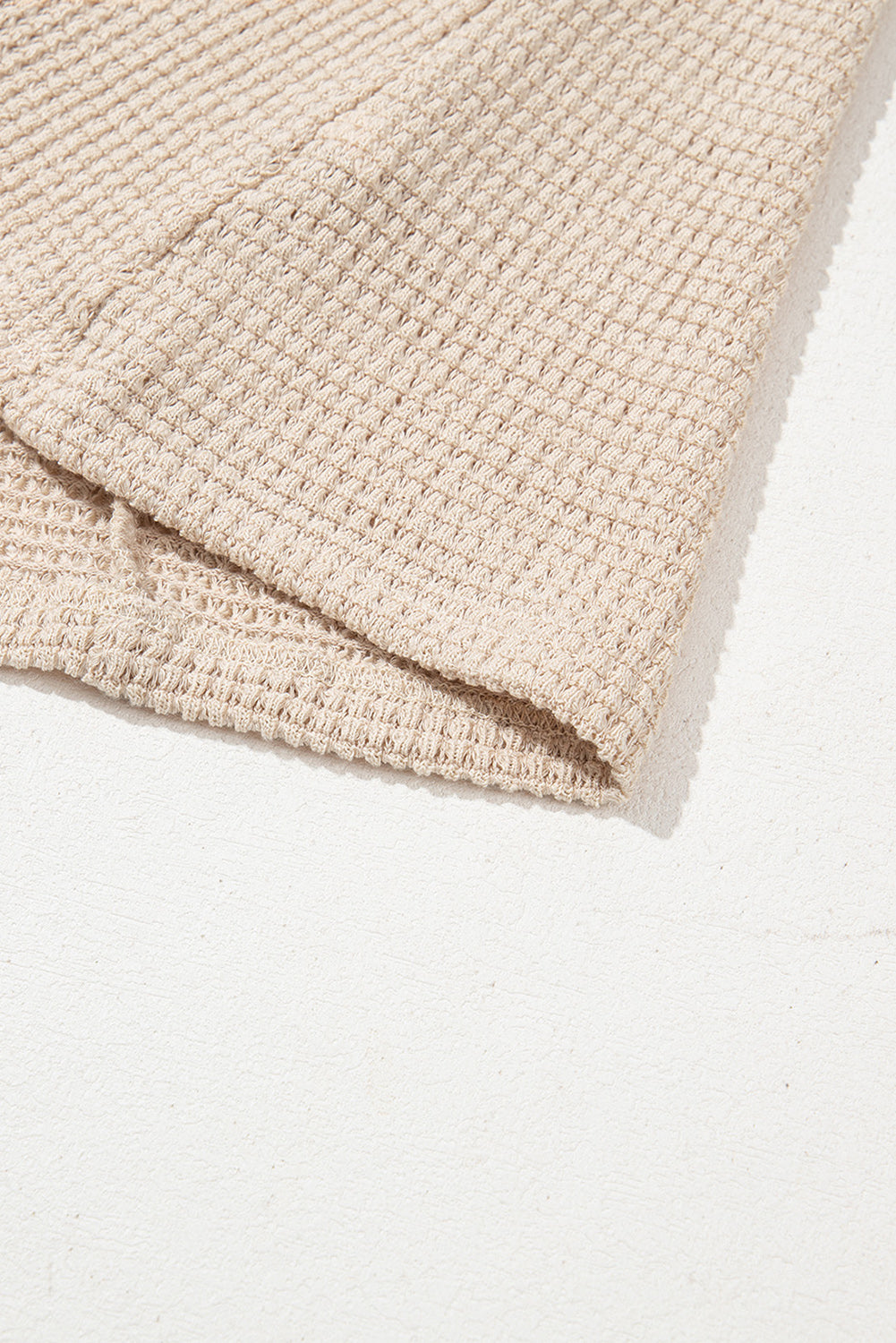 Oatmeal Lace Patchwork Waffle Short Sleeve Top eAura