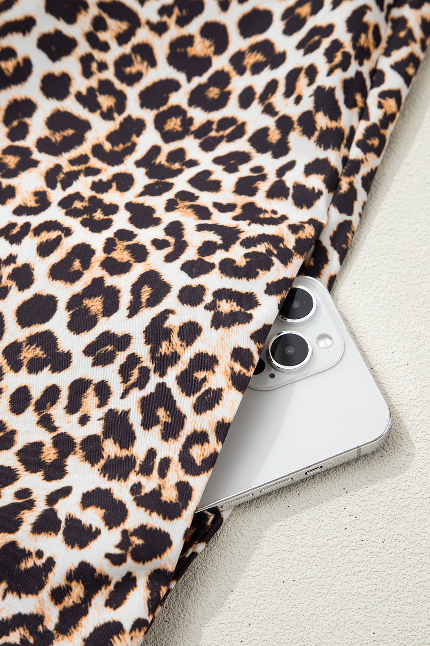 Multicolour Button Striped Collar Leopard Print Long Sleeve Dress