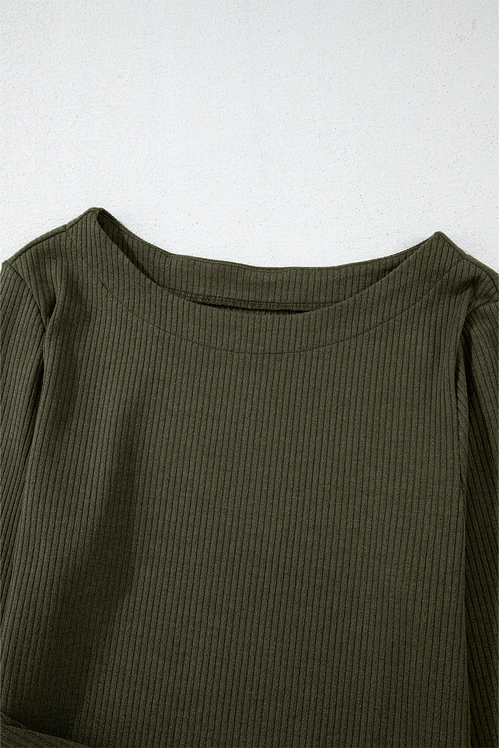 Jungle Green Ribbed Side Slit Ruched Slim Fit Long Sleeve Mini Dress Beagle Boutique Fashion Outlet