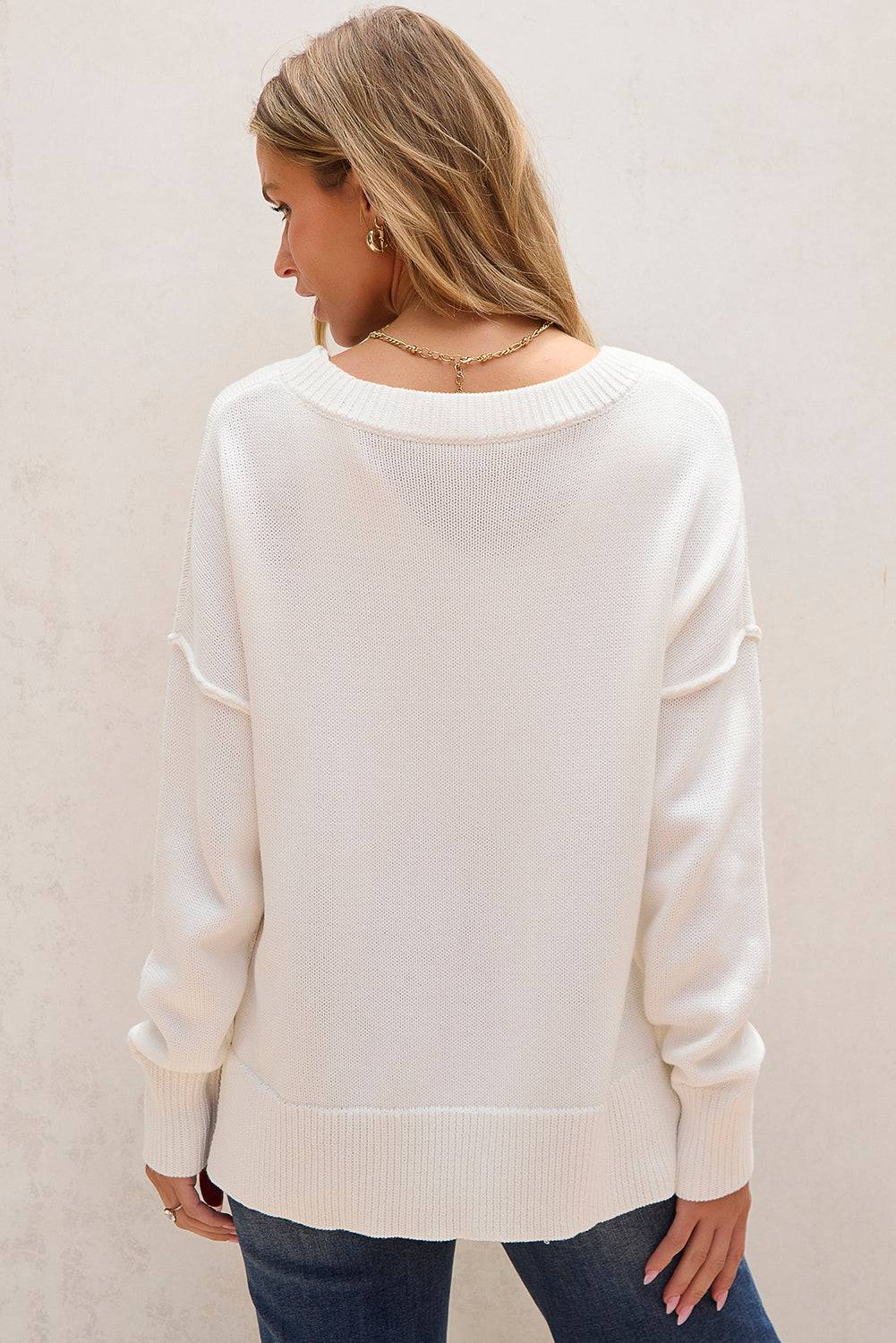 White American Flag Cable Knit Drop Shoulder Sweater eAura