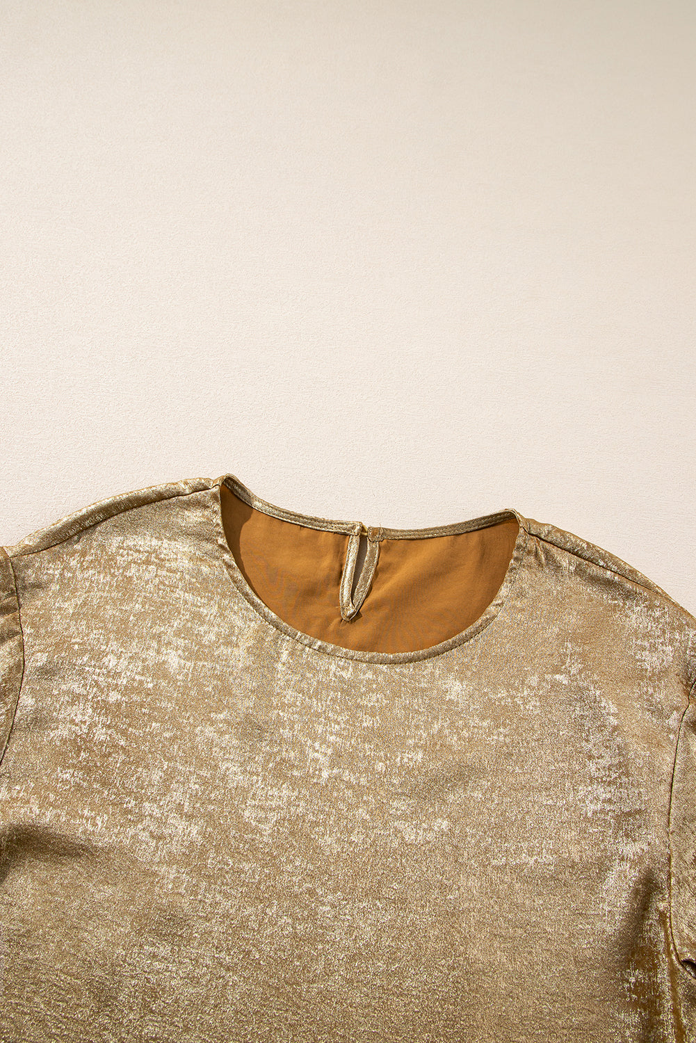 Gold Metallic Luster Crewneck Mini T-Shirt Dress eAura