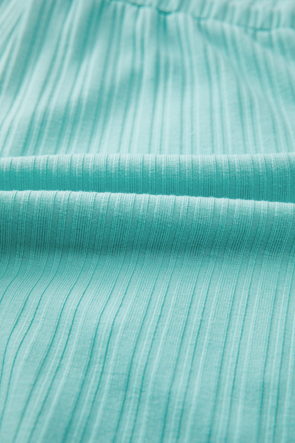 Mint Green Ribbed Button V Neck Tank Top and Shorts Set eAura