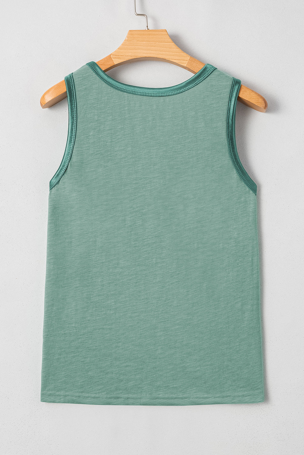 Mist Green Metallic Sheen Edge Scoop Neck Sleeveless Top eAura