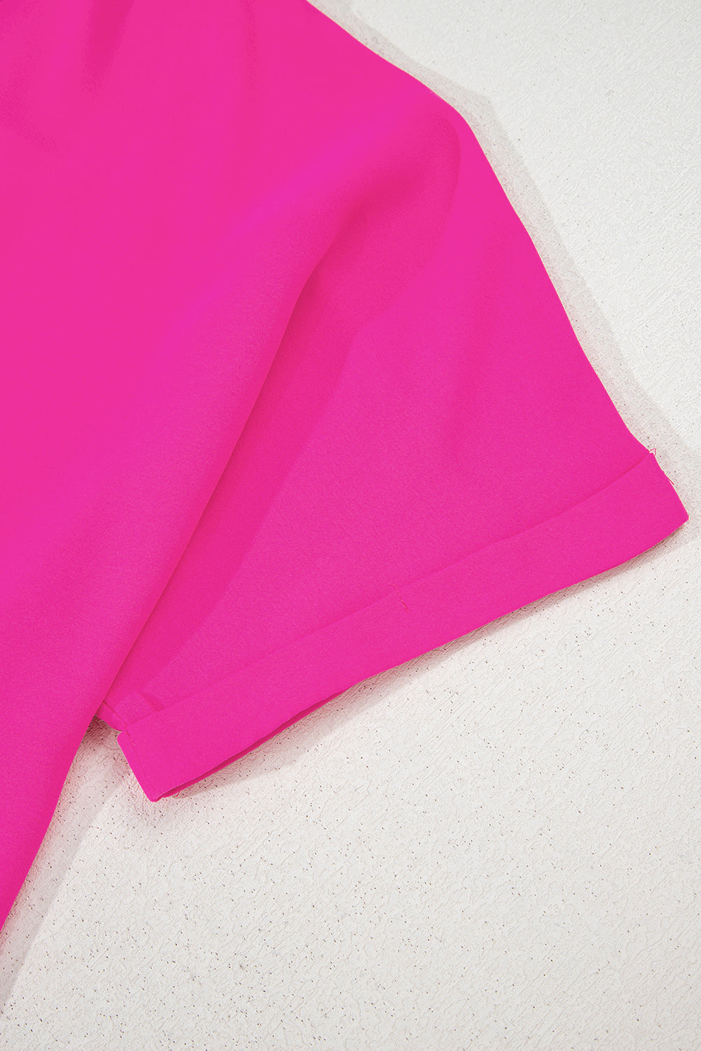 Bright Pink Seamed Back High Low Hem V Neck Cuffed Sleeve Plus Size Tee BB Fashion Outlet