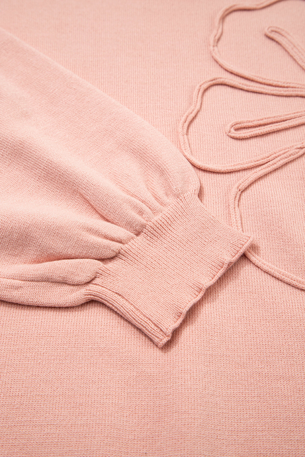 Peach Blossom Big Flower Accent Bubble Sleeve Drop Shoulder Sweater eAura