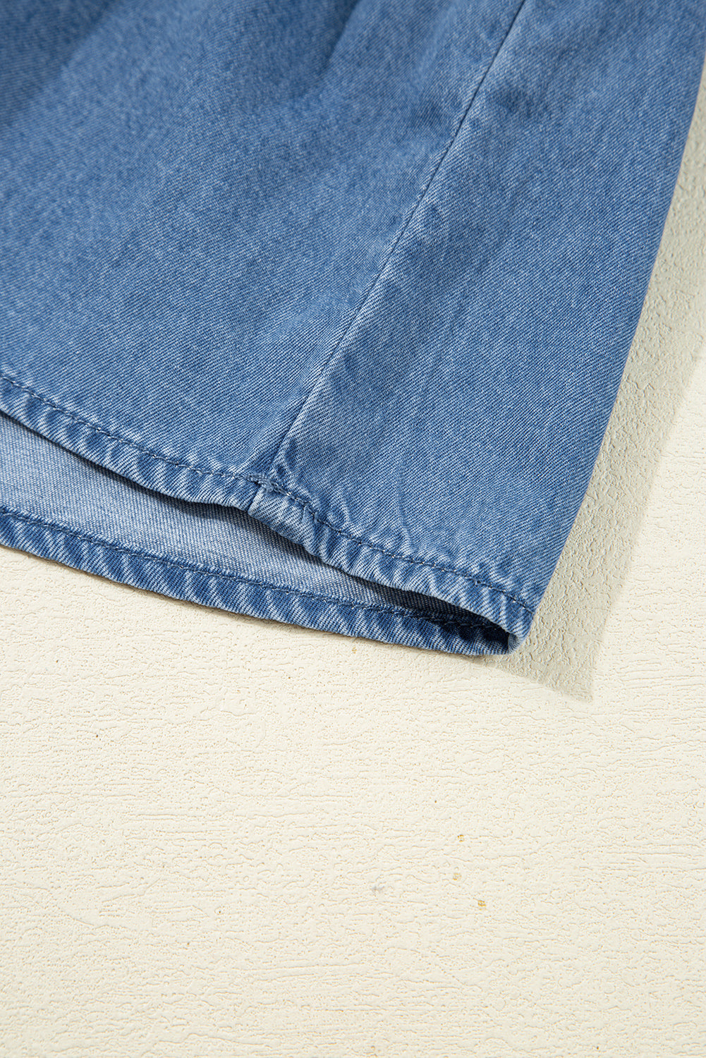Dusk Blue Denim Lapel Neck Balloon Sleeve Tied Peplum Top Dear-Lover Dropshipping