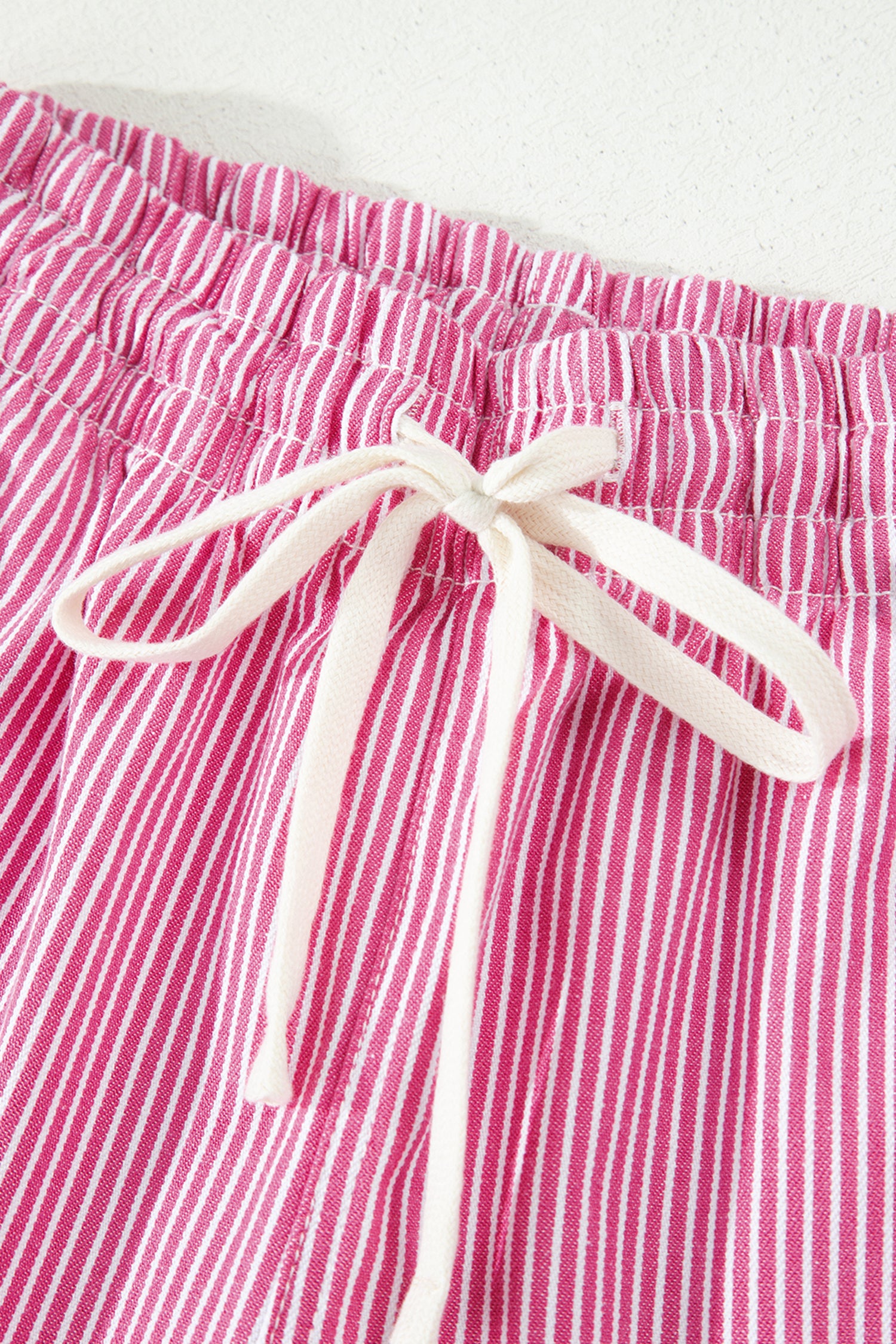 Drawstring Elastic Waist Casual Denim Shorts – Sky Blue Stripe