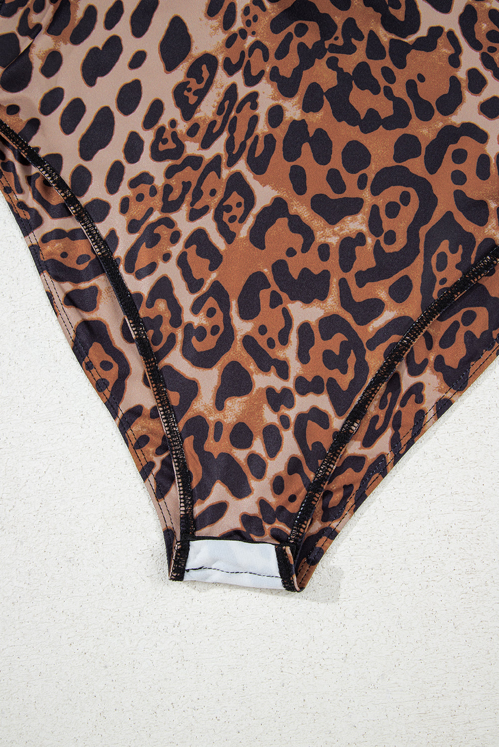 Brown Spaghetti Straps Ruched Leopard Bodysuit eAura