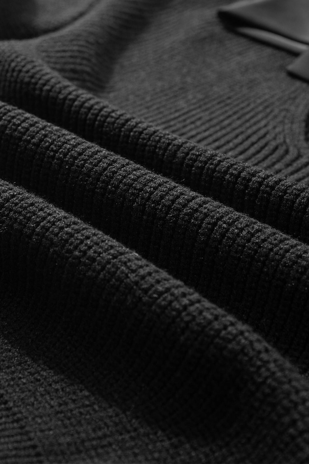 Black Lantern Sleeve V Neck Knot Back Sweater eAura