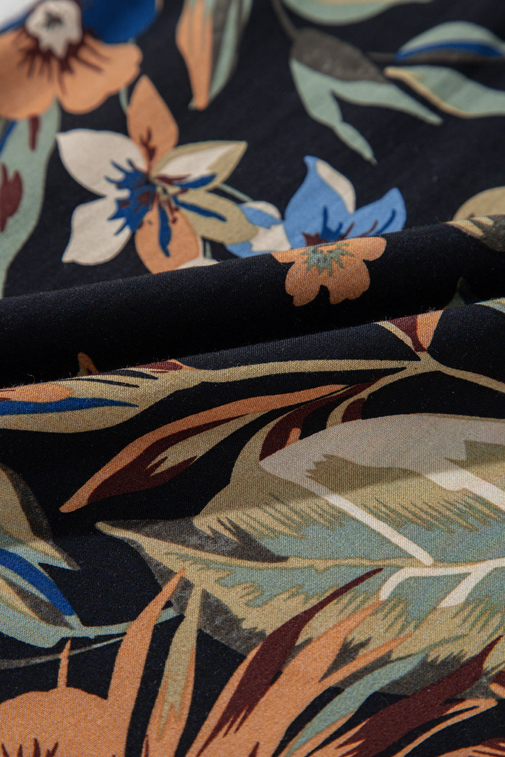 Multicolour Floral Shirred High Waist Wide Leg Trousers with Tie eAura