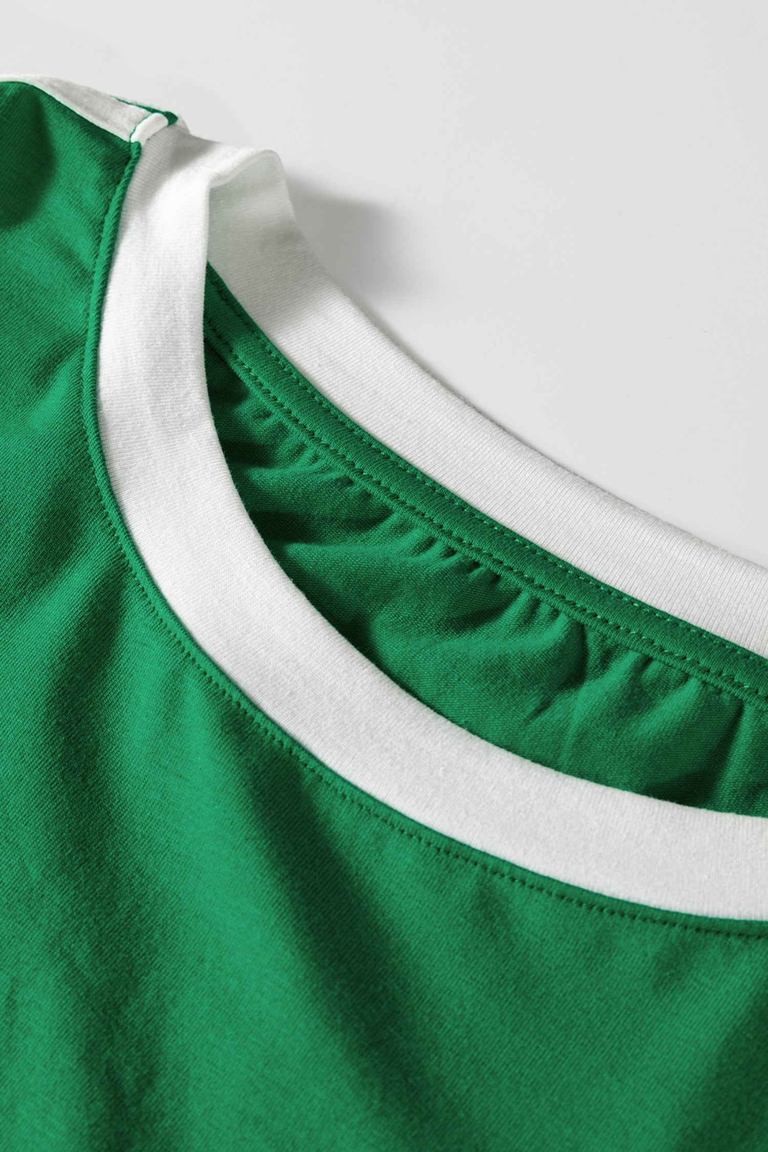 Varsity Striped Accent Contrast Crew Neck Long Sleeve T-Shirt - Tops/Long Tops