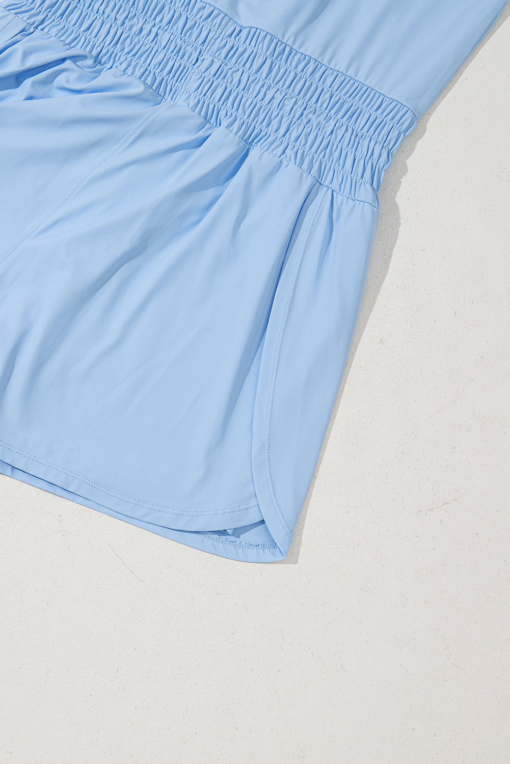 Plain Sleeveless Loop Drawstring Cinched Waist Romper eAura