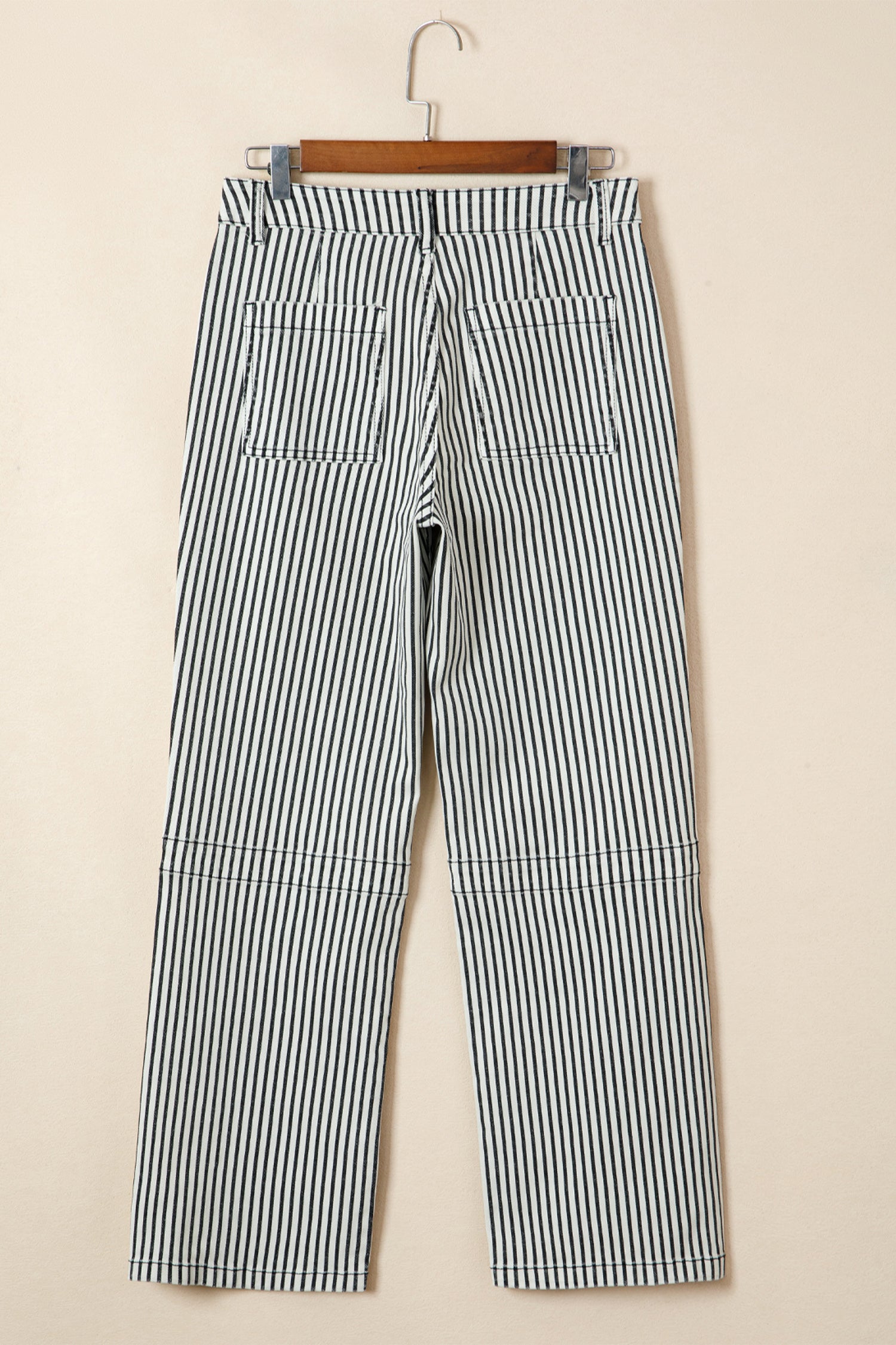 Stripe Patch Pocket High Waist Shift Denim Jeans - Bottoms/Jeans