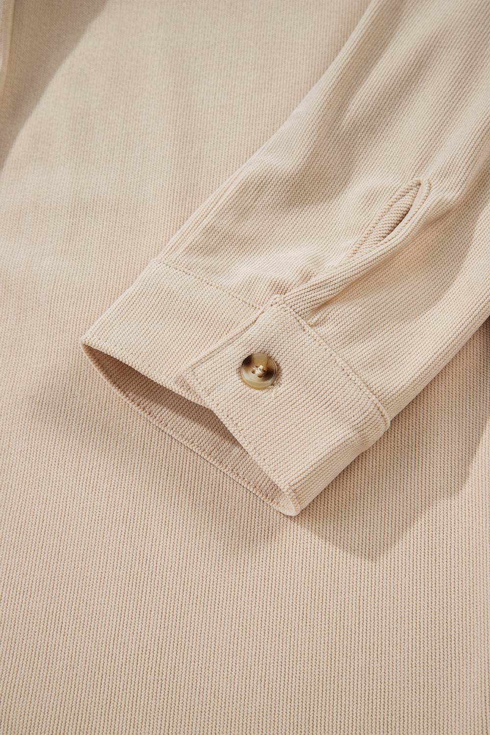Oatmeal Corduroy Half Button Collared Long Sleeve Mini Dress eAura