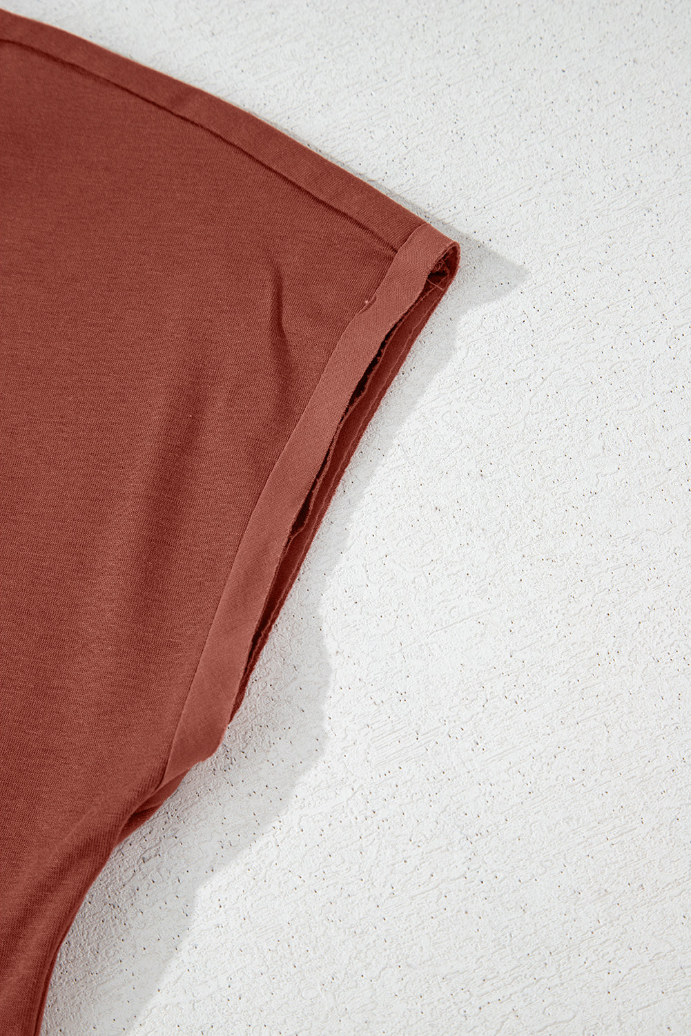 Chestnut Short Sleeve U Neck Buttons Splicing Ruffle Blouse eAura