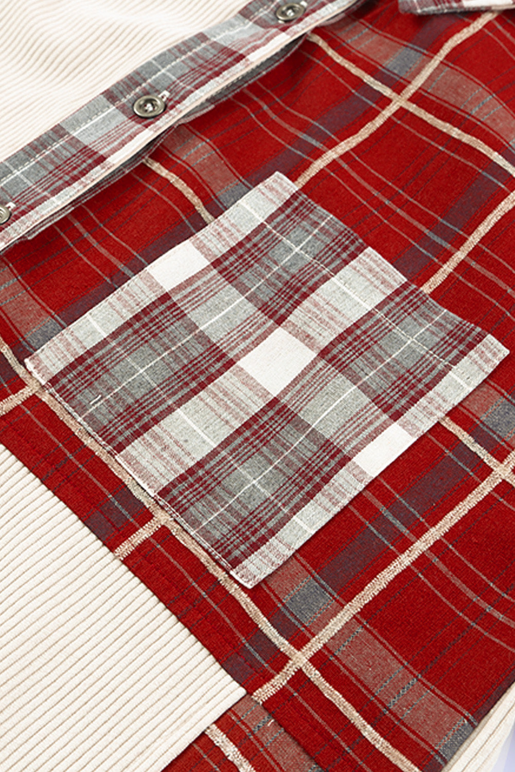 Plaid Corduroy Patchwork Shacket Beagle Boutique Fashion Outlet