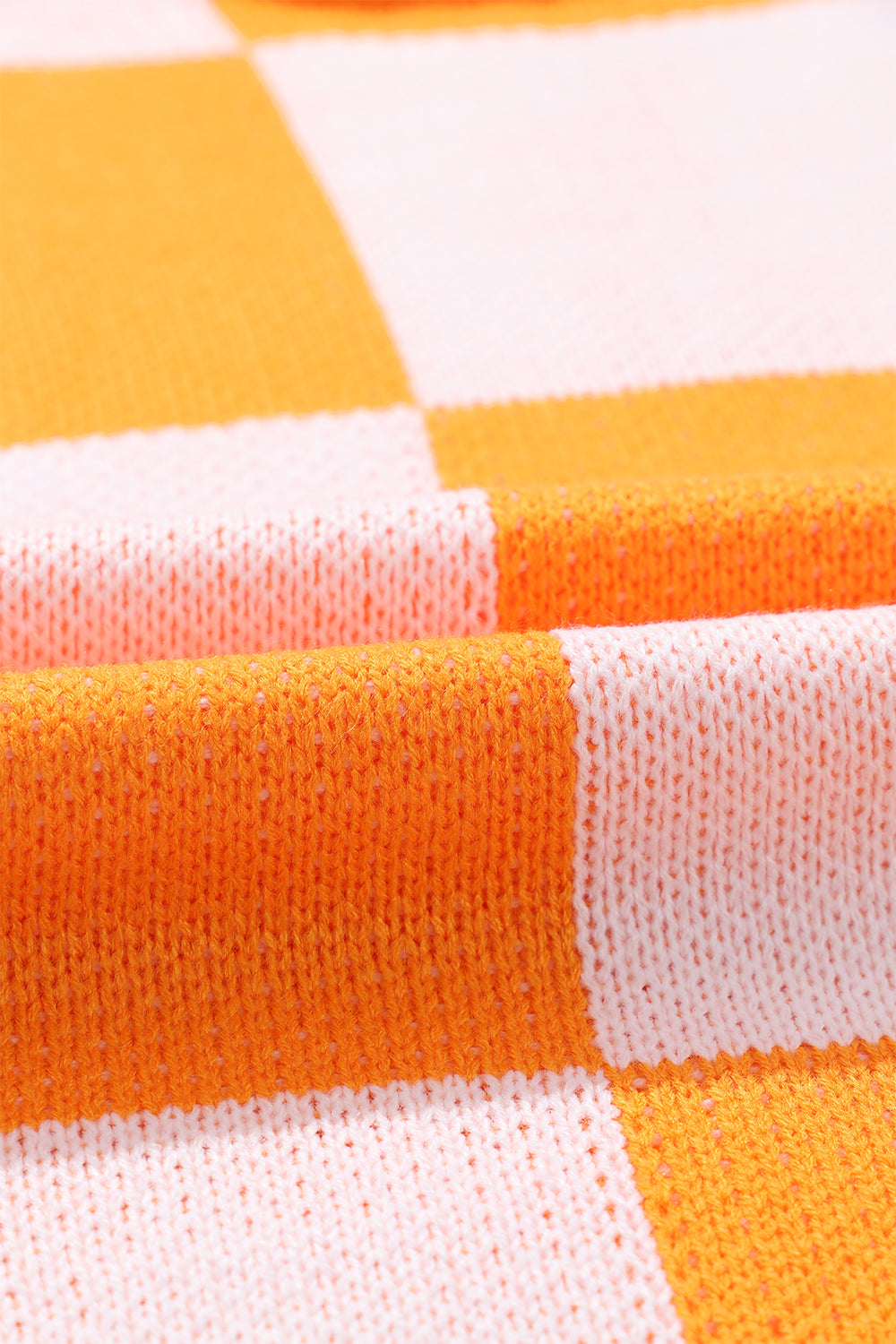 Orange Checkered Bishop Sleeve Sweater eAura