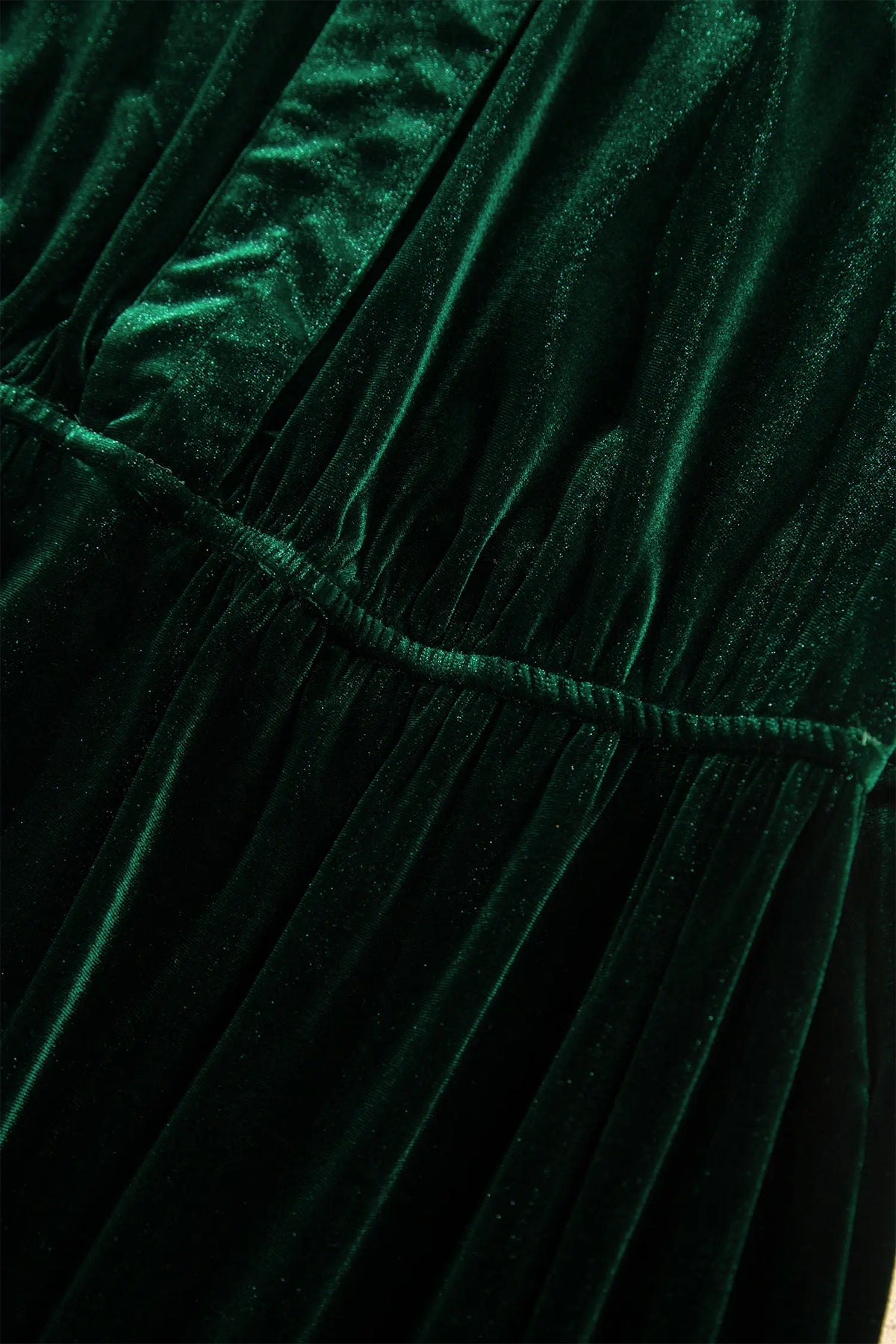 Blackish Green V Neck Long Sleeve Velvet Loose Fit Plus Size Dress