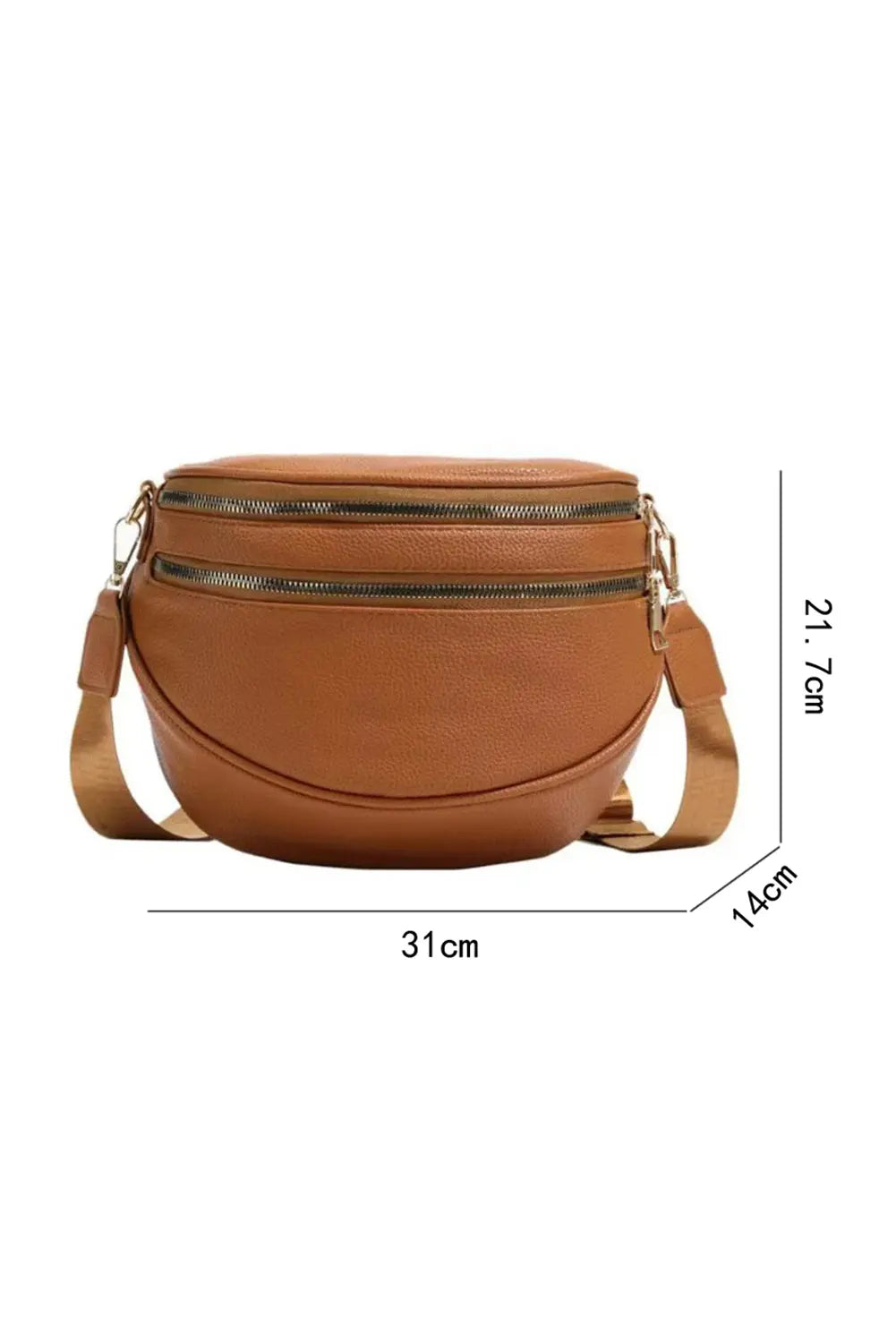 Black Double Zip Faux Leather Crossbody Bag