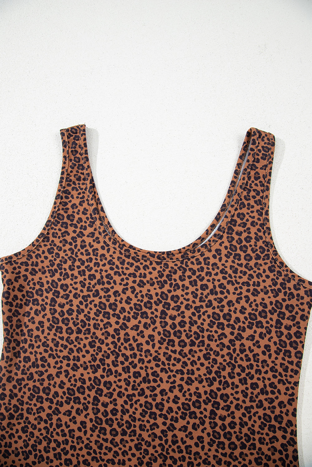 Brown Leopard Printed Sleeveless Scoop Neck Bodysuit BB Fashion Outlet