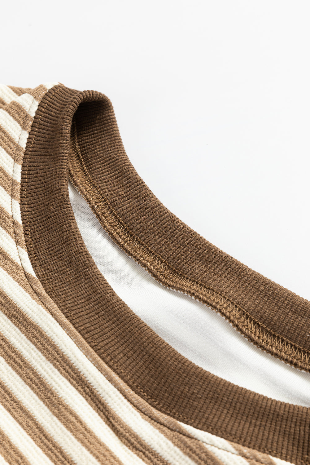 Brown Stripe Loose Drop Shoulder Long Sleeve Top eAura